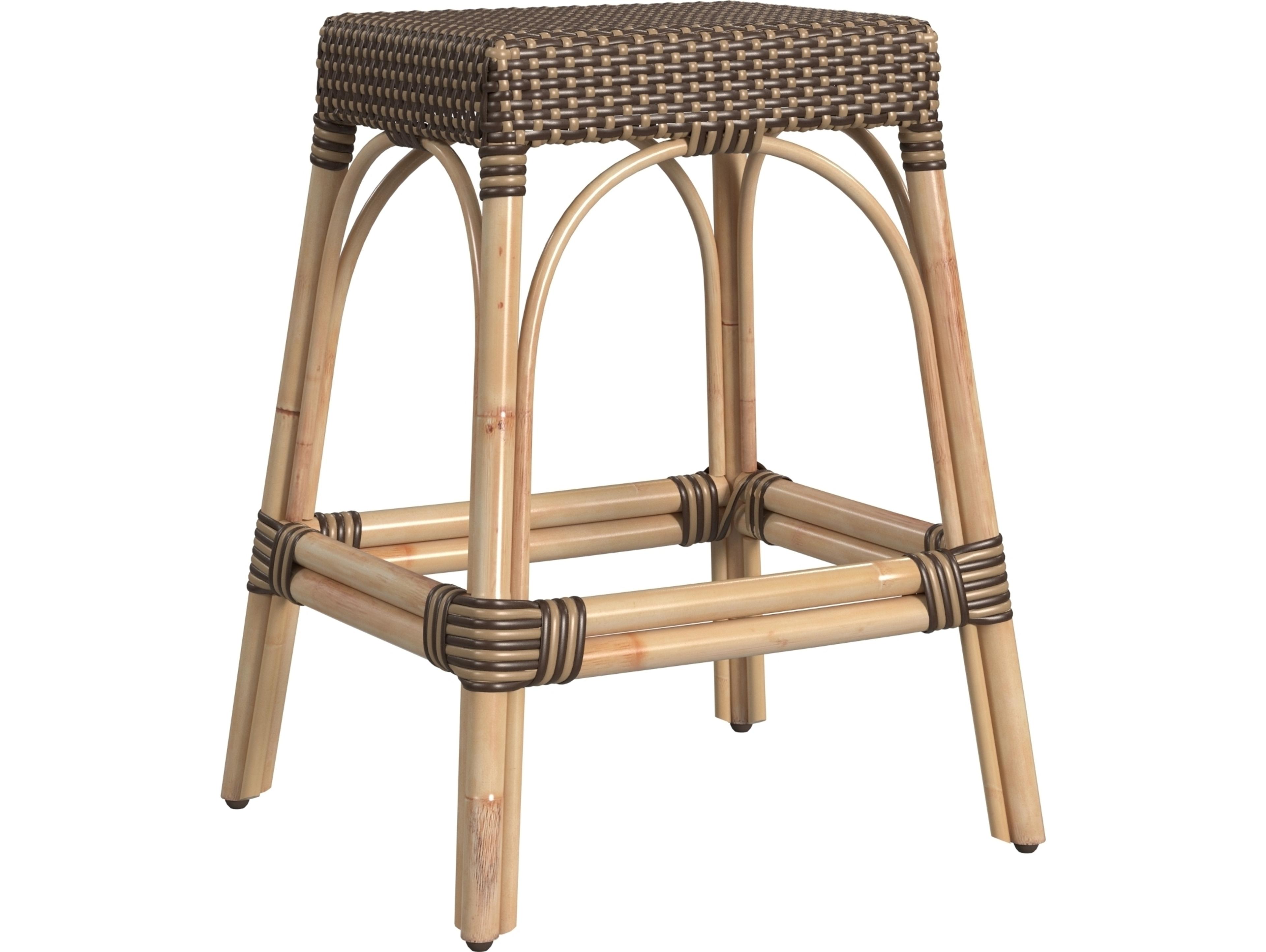 Butler Robias Brown tan Dot Natural Rattan Frame Counter Stool