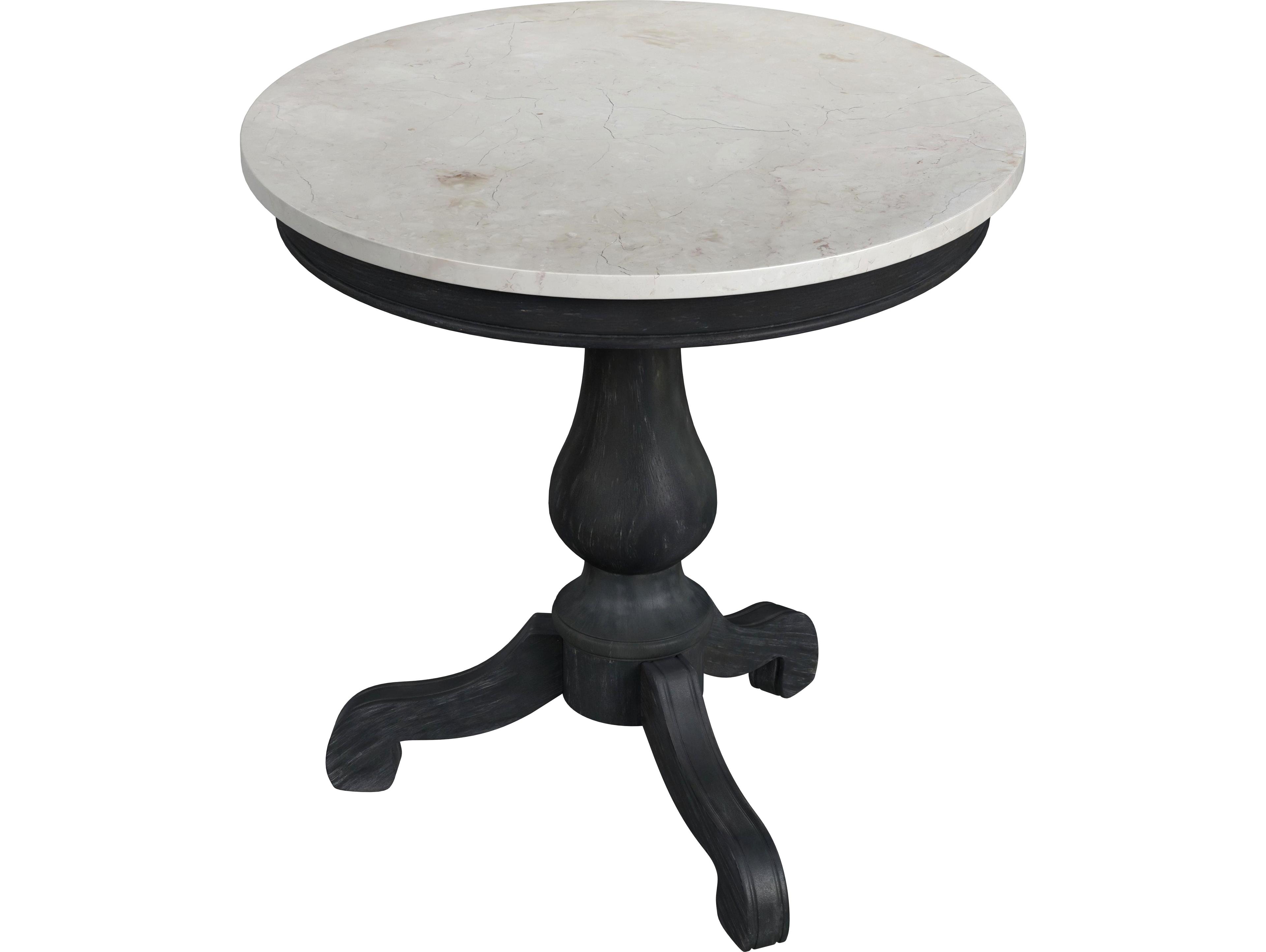 Butler Danielle Round Marble Washed Black End Table