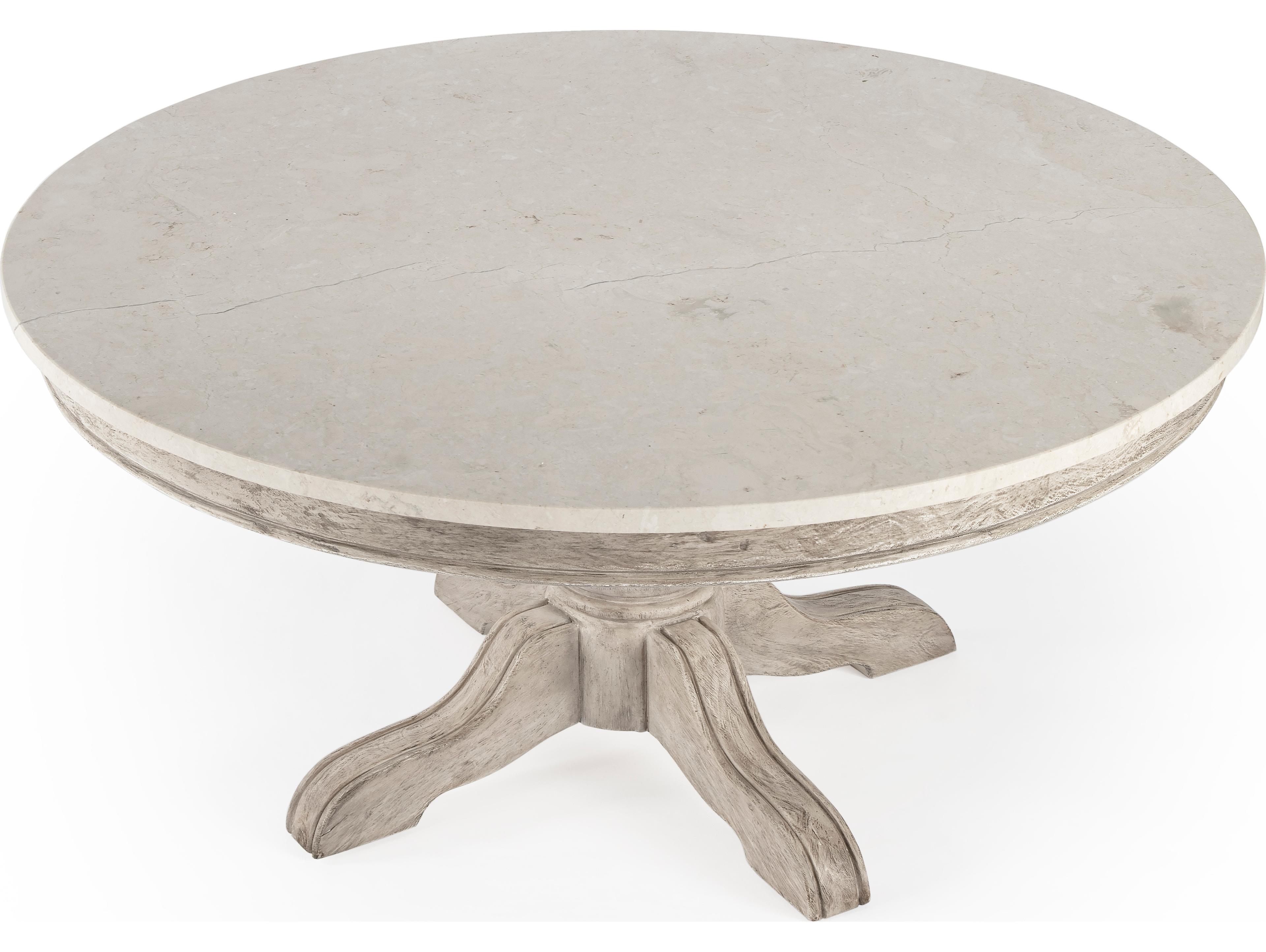 Butler Danielle Round Marble Rustic Gray Coffee Table