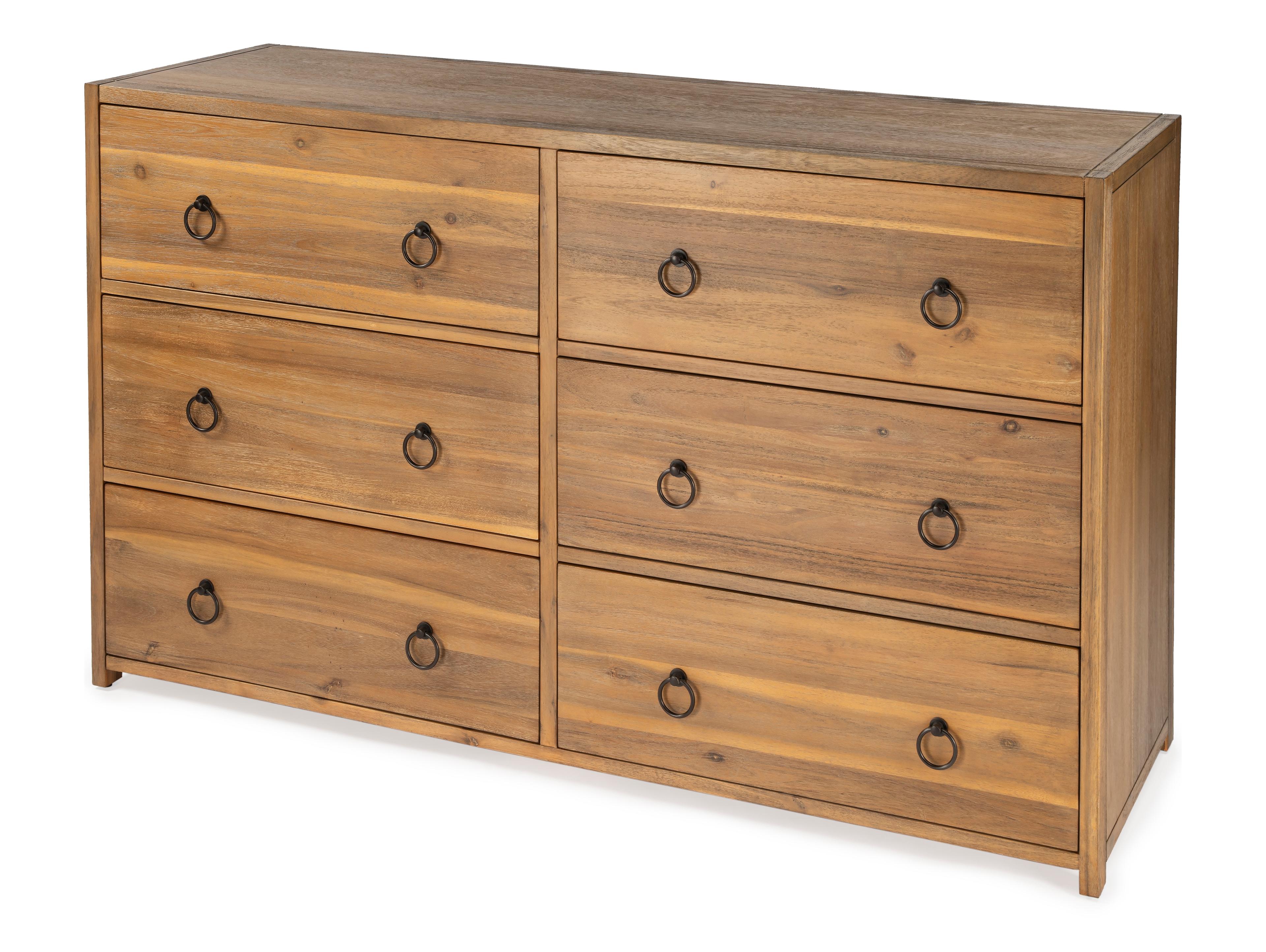 Butler Lark 6-Drawers Pine Wood Double Dresser