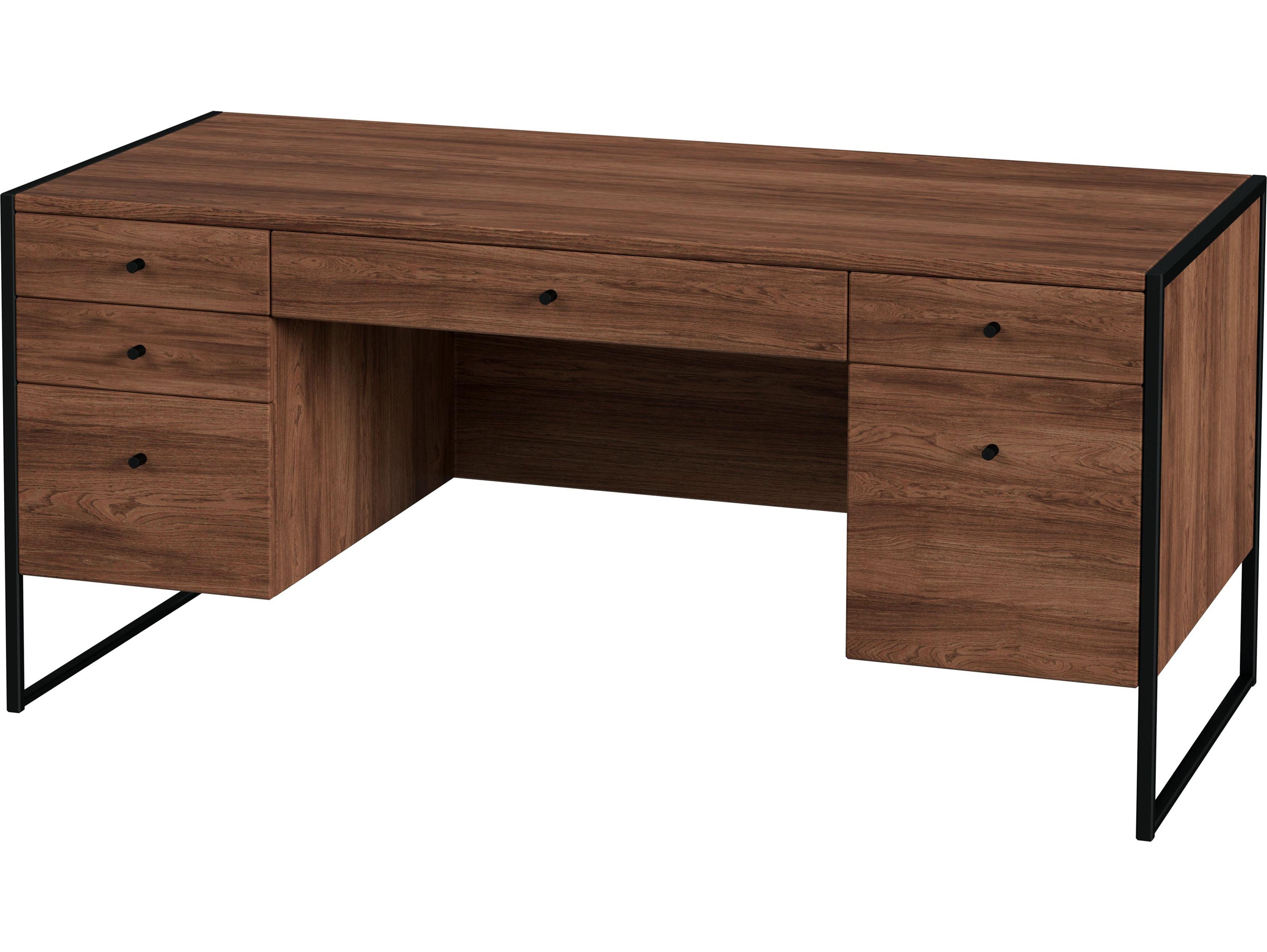 Butler Drake Walnut Brown Wood Executive Desk