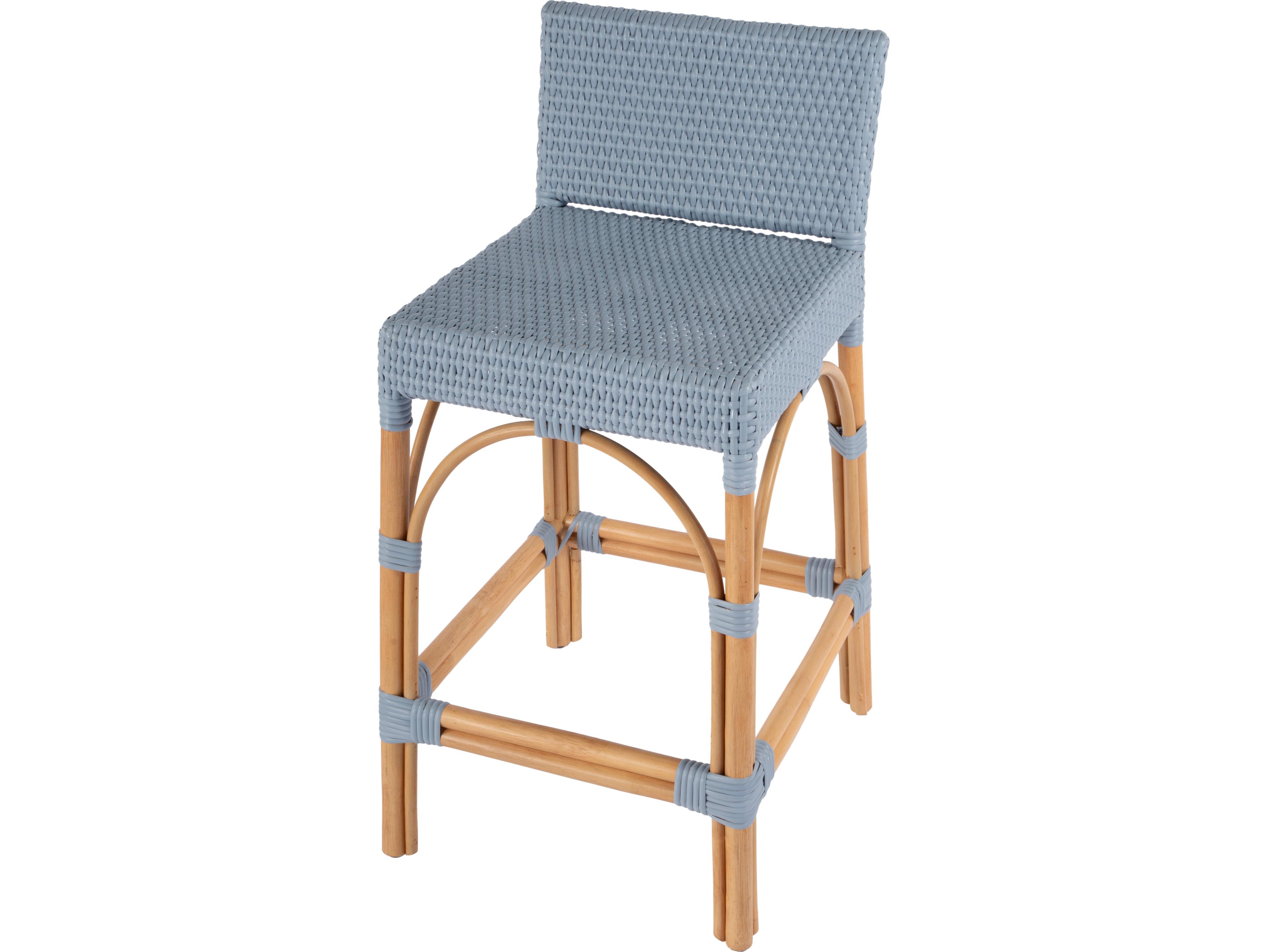 Butler Serienna Baby Blue Natural Rattan Frame Counter Stool