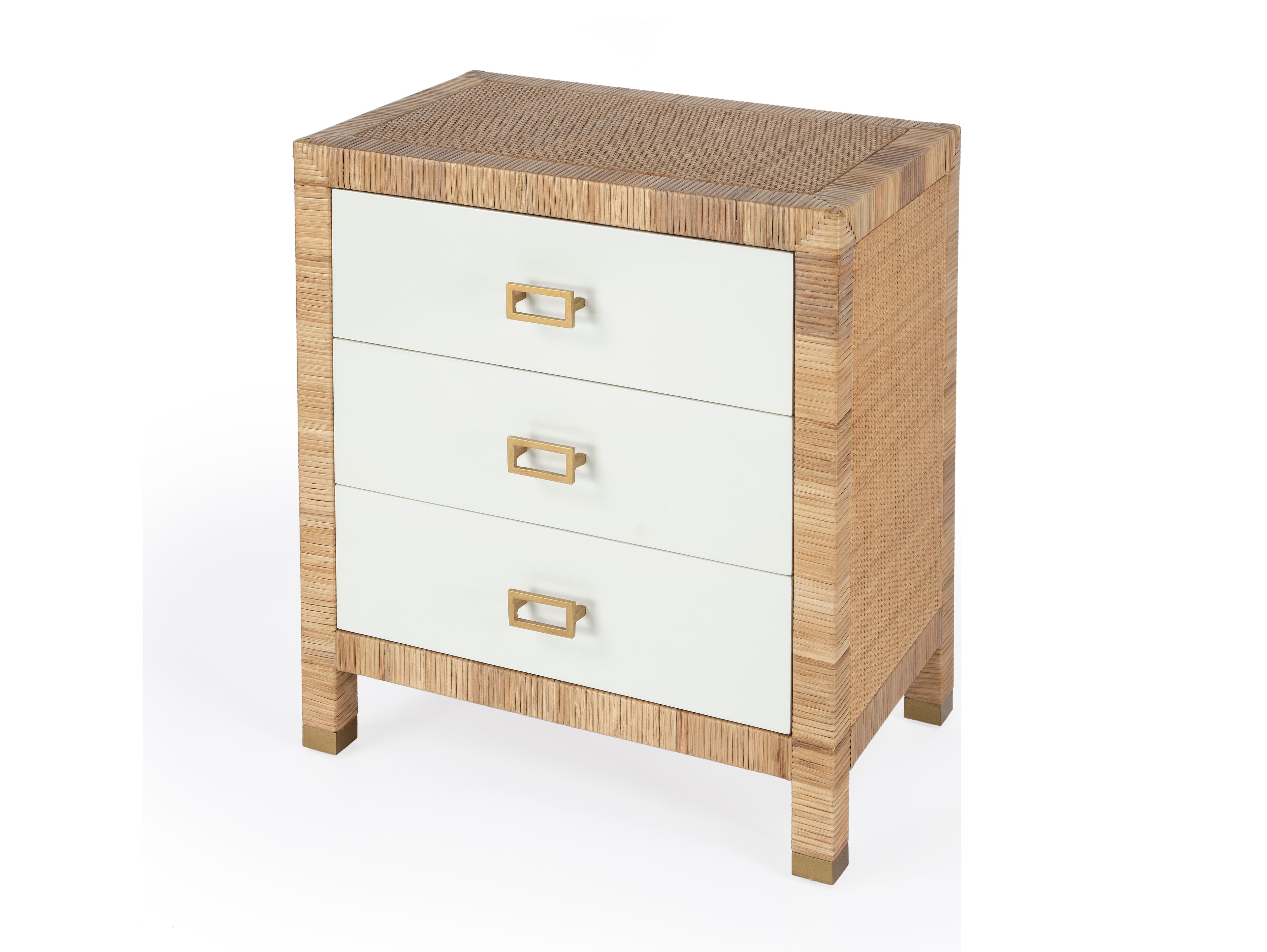 Butler Corfu 3-Drawers White Mahogany Wood Nightstand