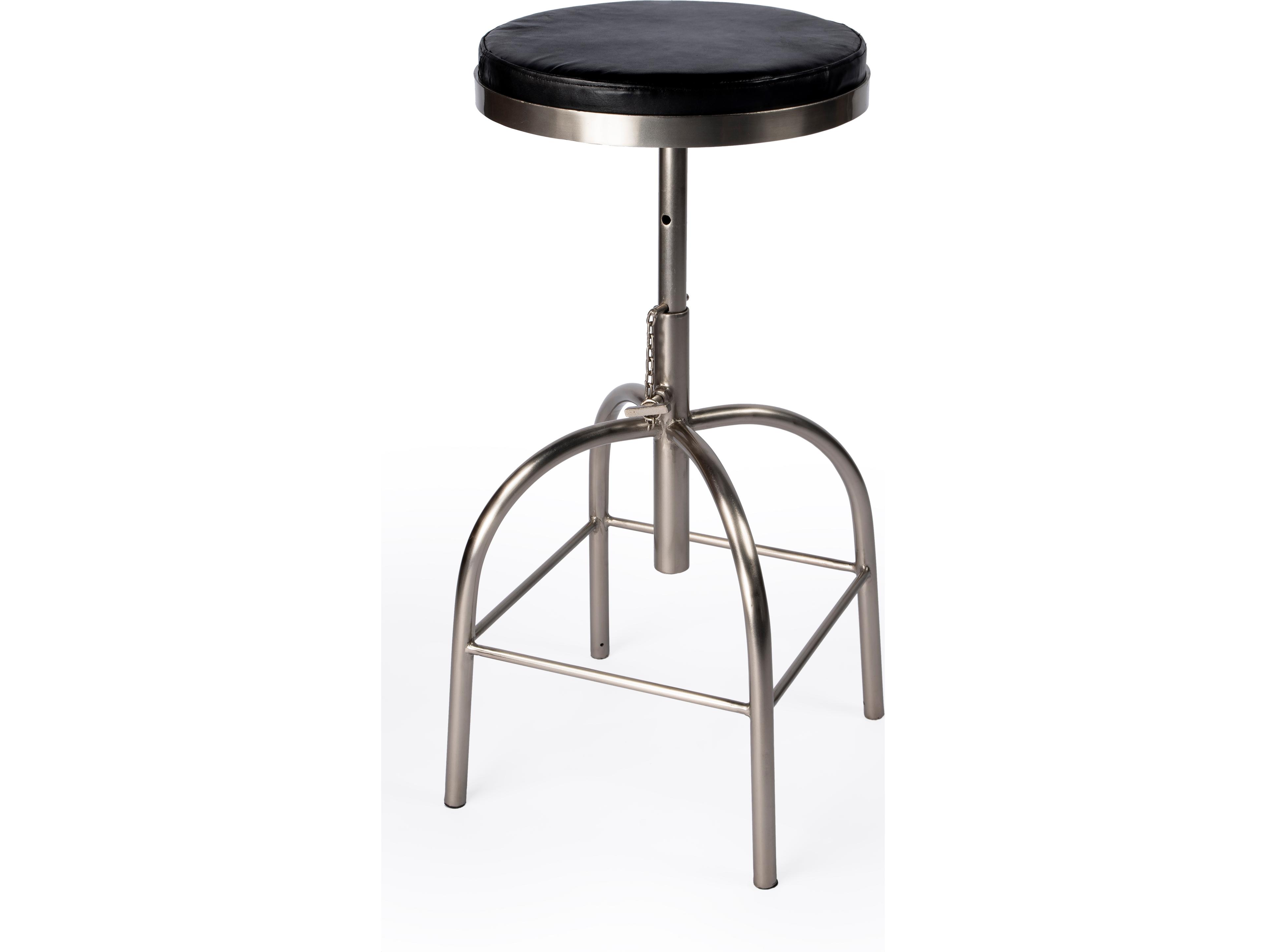 Butler Clyde Black Leather Adjustable Bar Stool