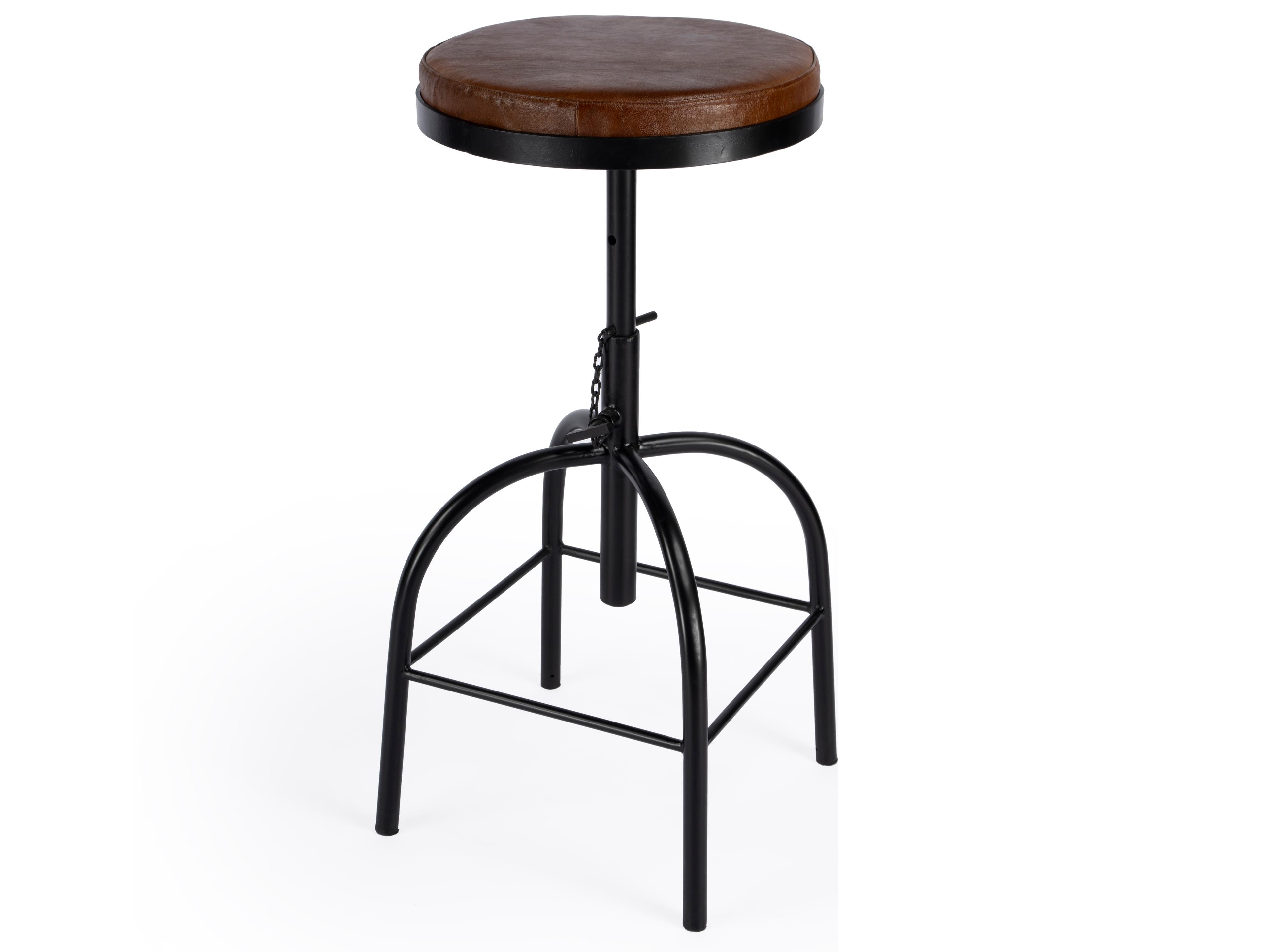Butler Clyde Brown Leather Adjustable Bar Stool