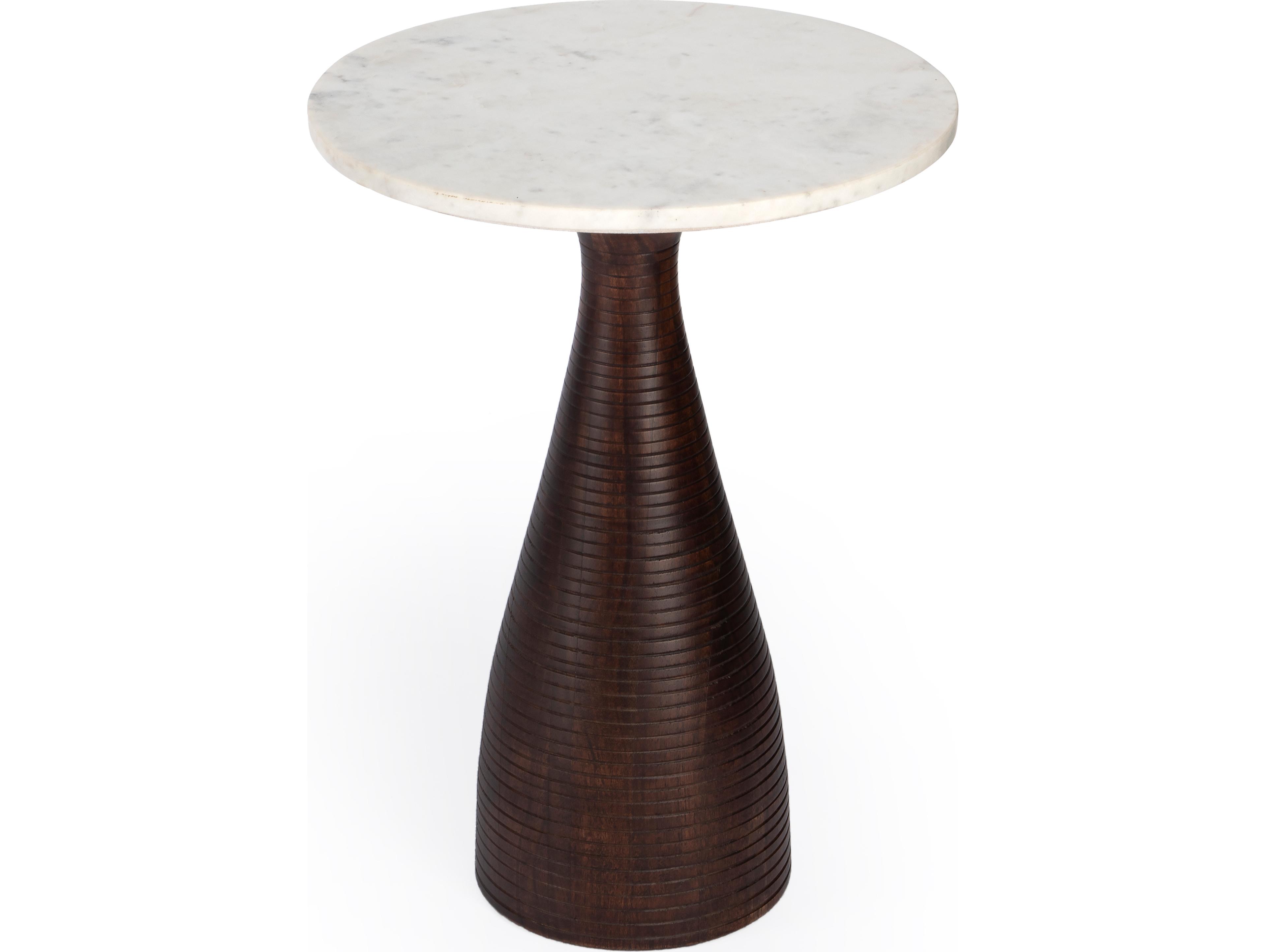 Julia Round Marble Brown End Table