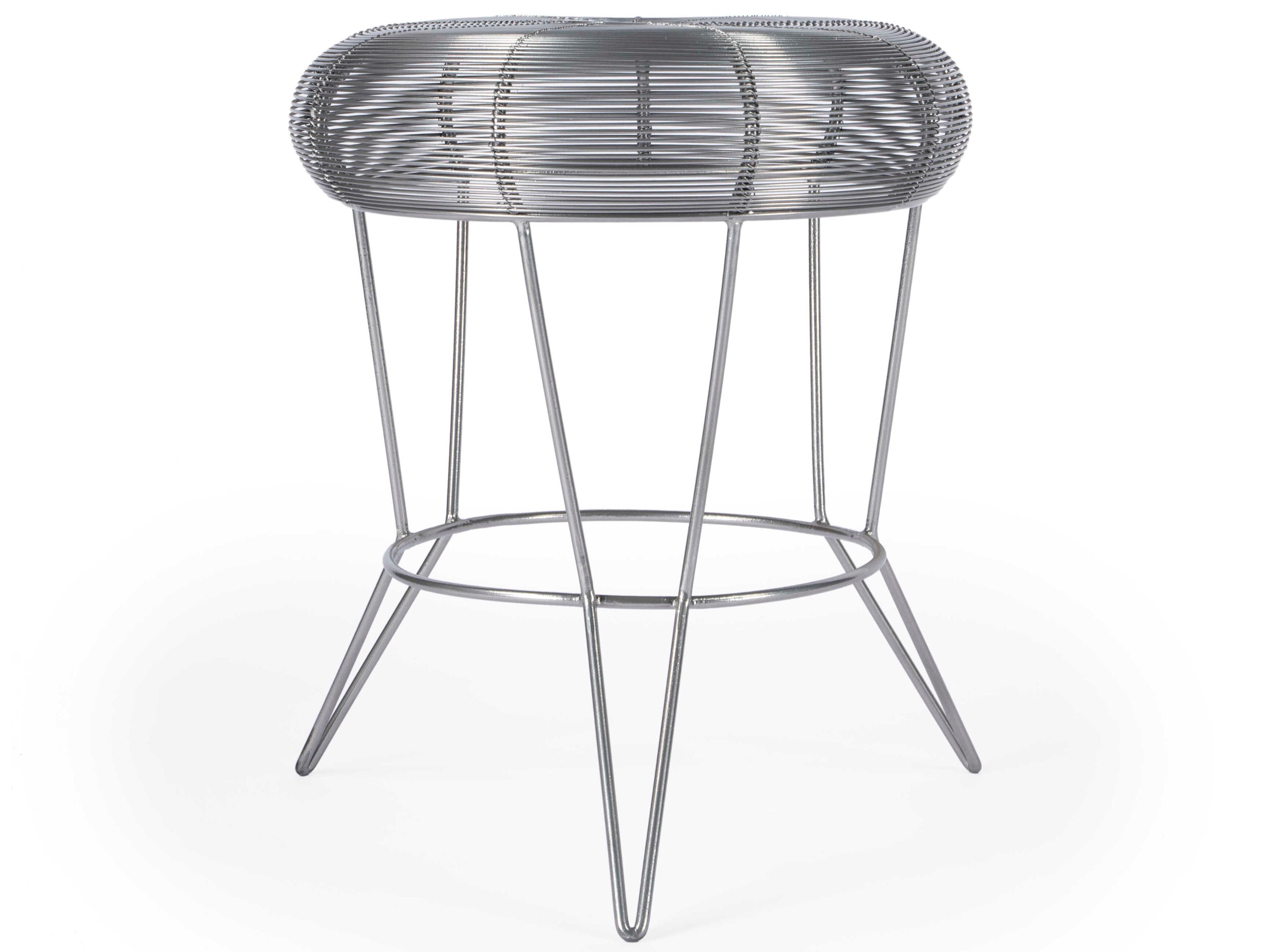 Butler Allen Round Metal Nickel Plated End Table