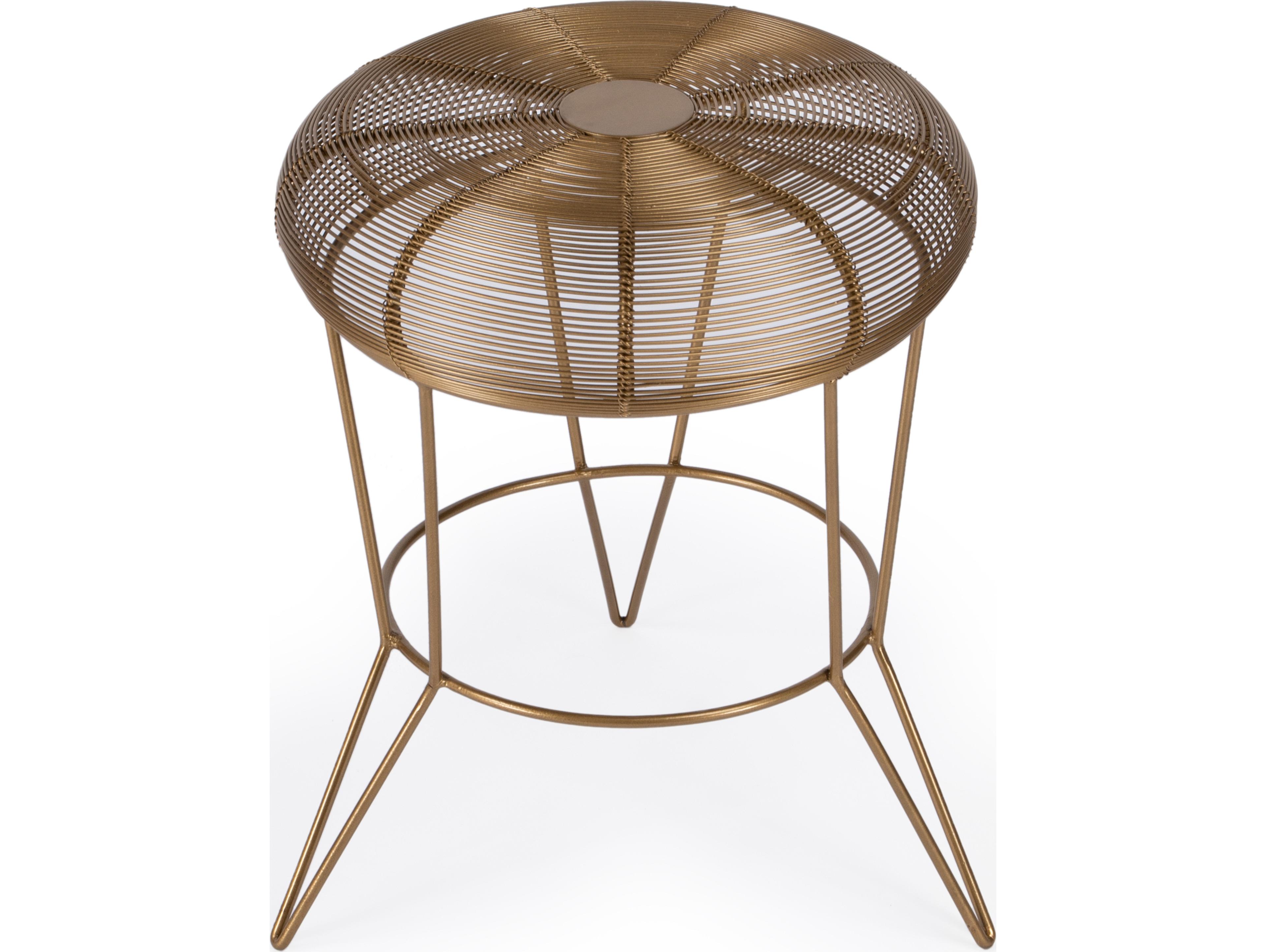 Butler Allen Round Metal Antique Gold End Table