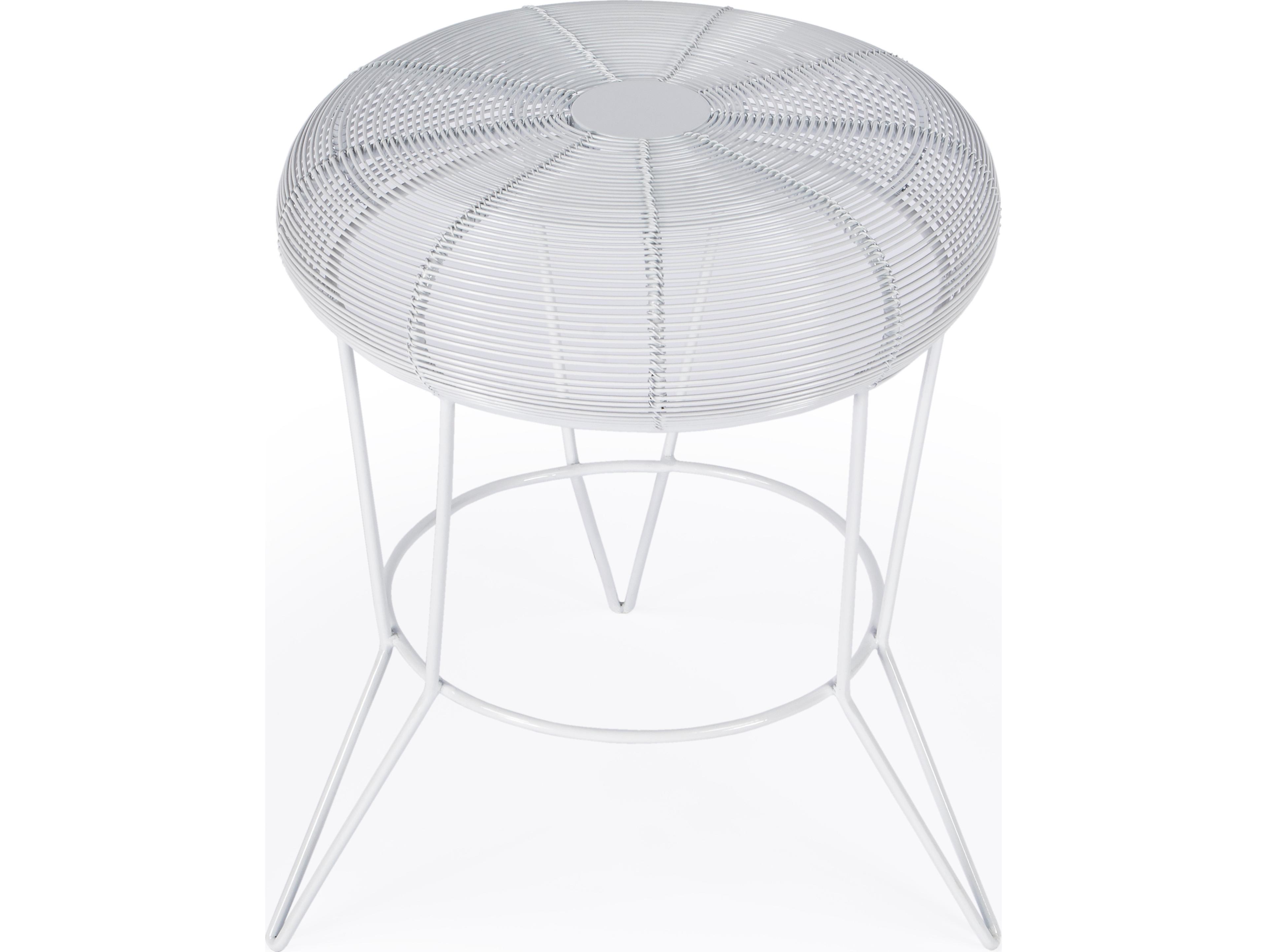 Butler Allen Round Metal White End Table