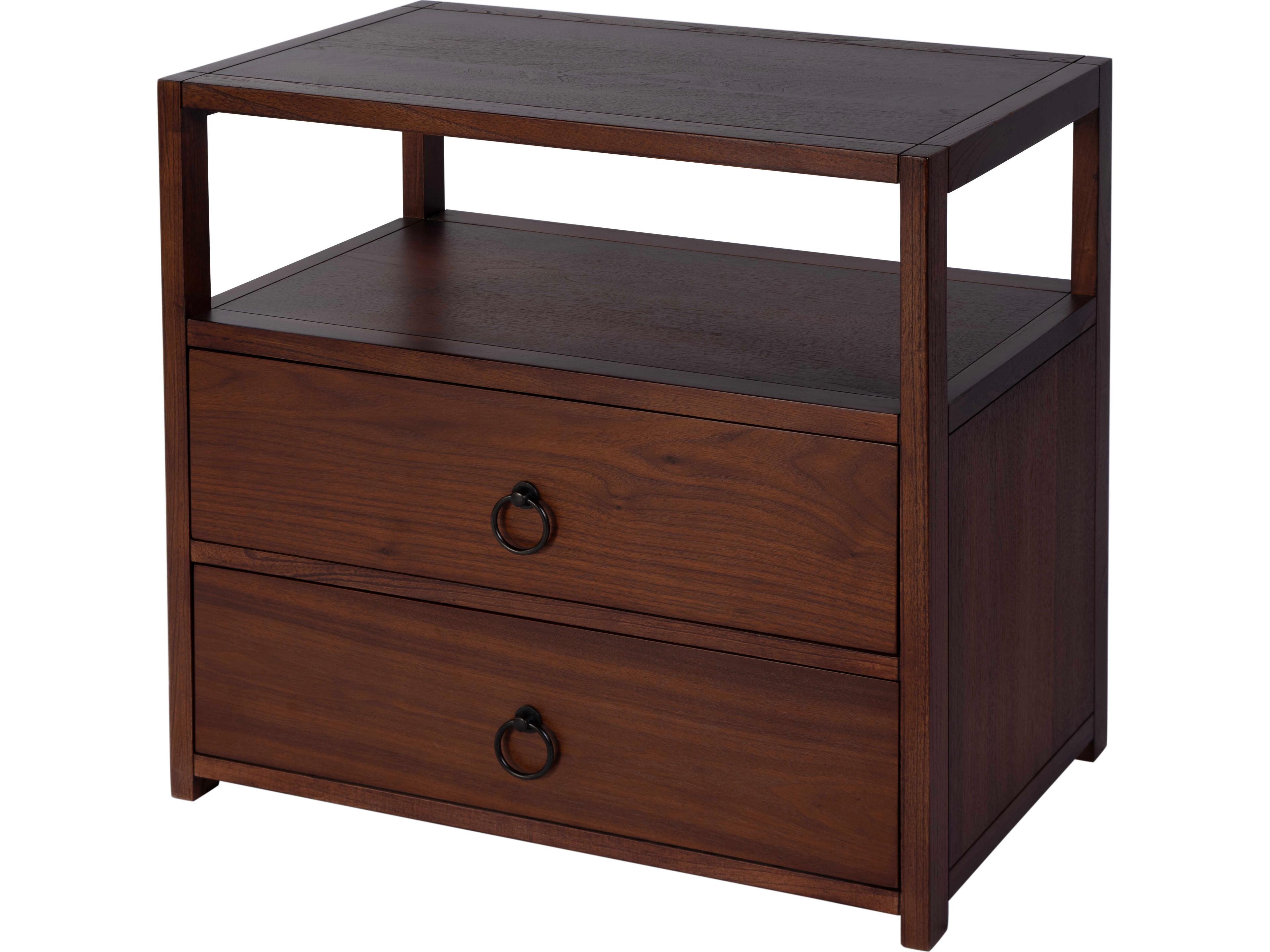 Butler Lark 2-Drawers Acacia Wood Nightstand