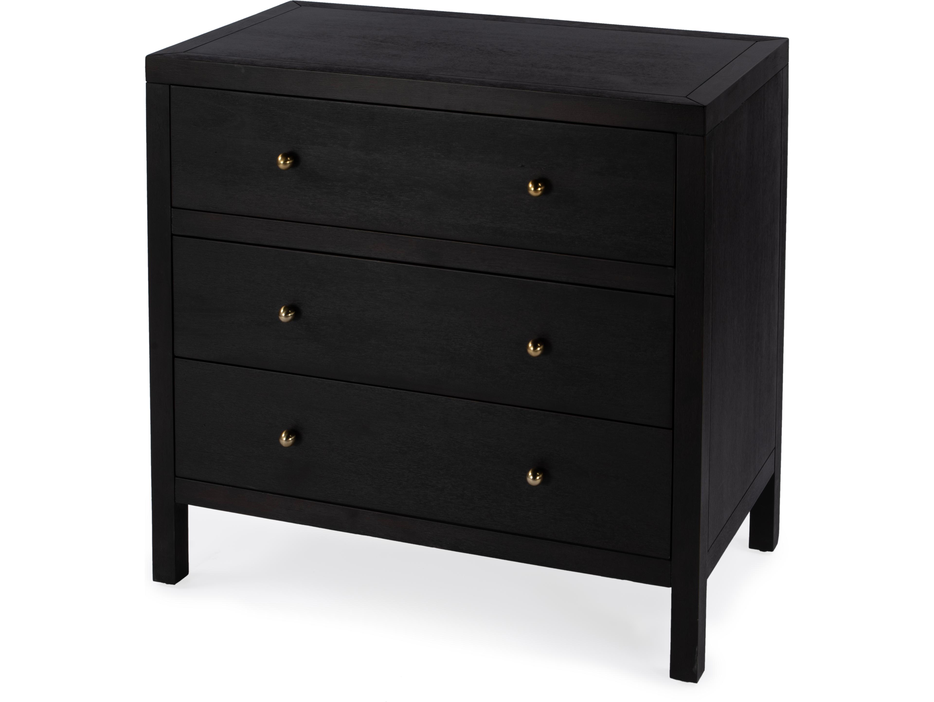 Butler Nora 3-Drawers Black Acacia Wood Dresser