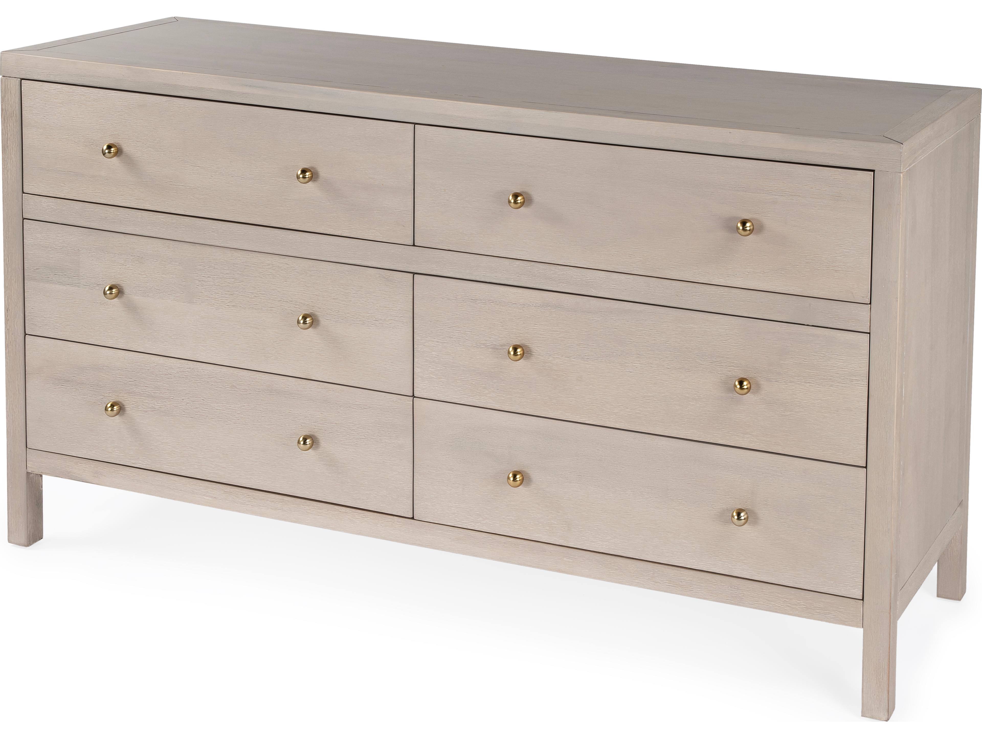 Butler Nora 6-Drawers Beige Acacia Wood Double Dresser