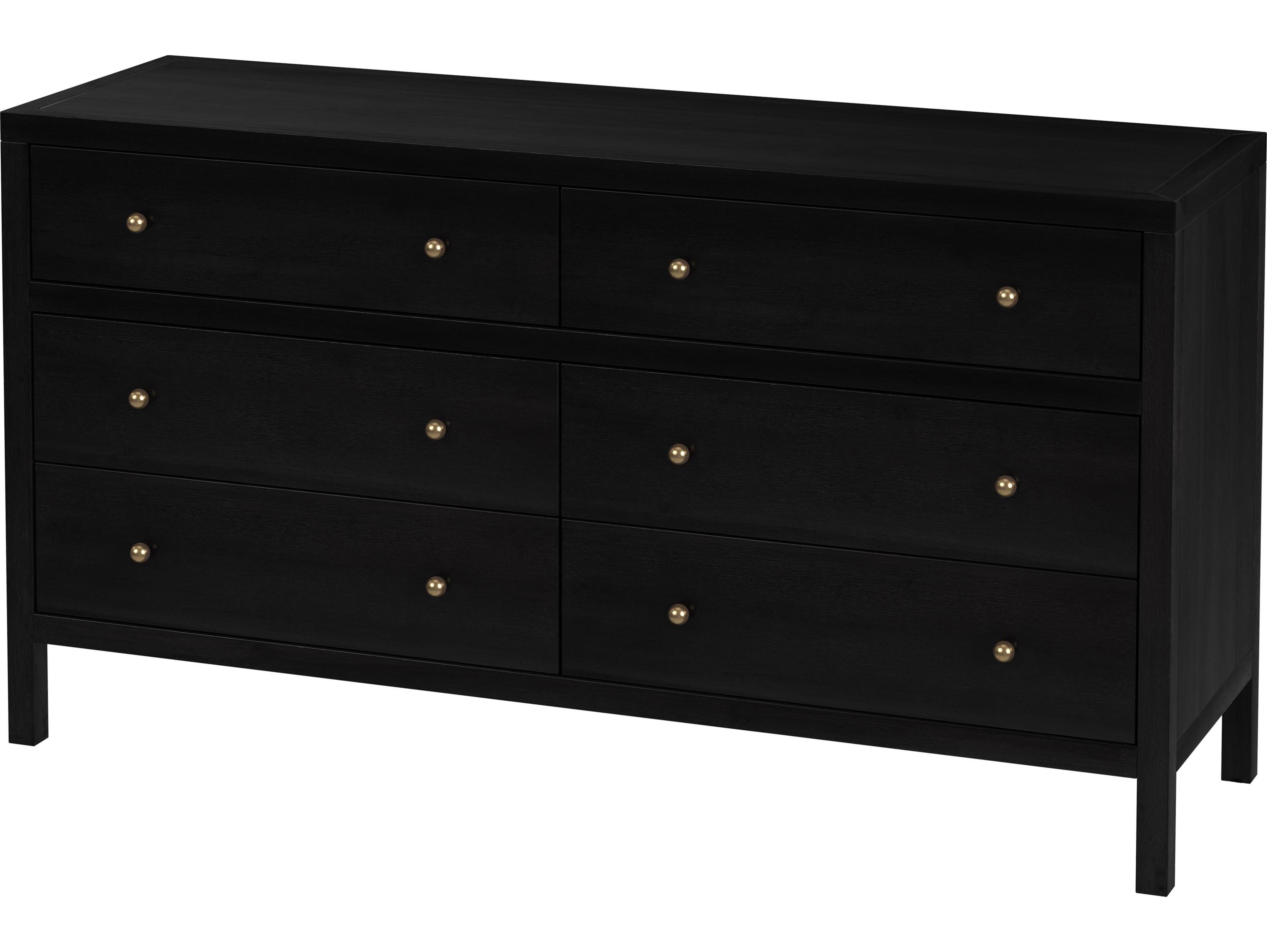 Butler Nora 6-Drawers Black Acacia Wood Double Dresser
