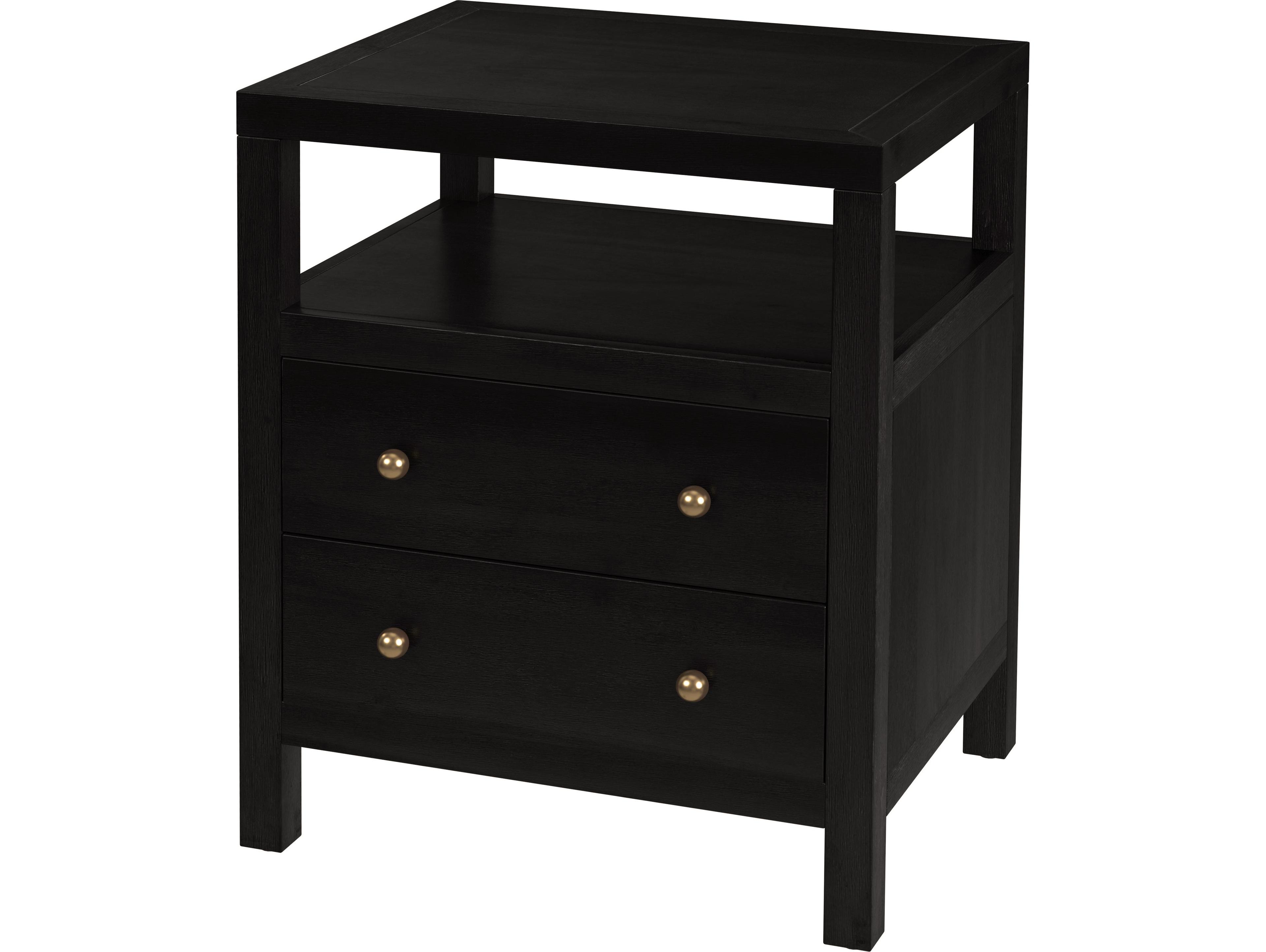 Nora 2-Drawers Brown Acacia Wood Nightstand