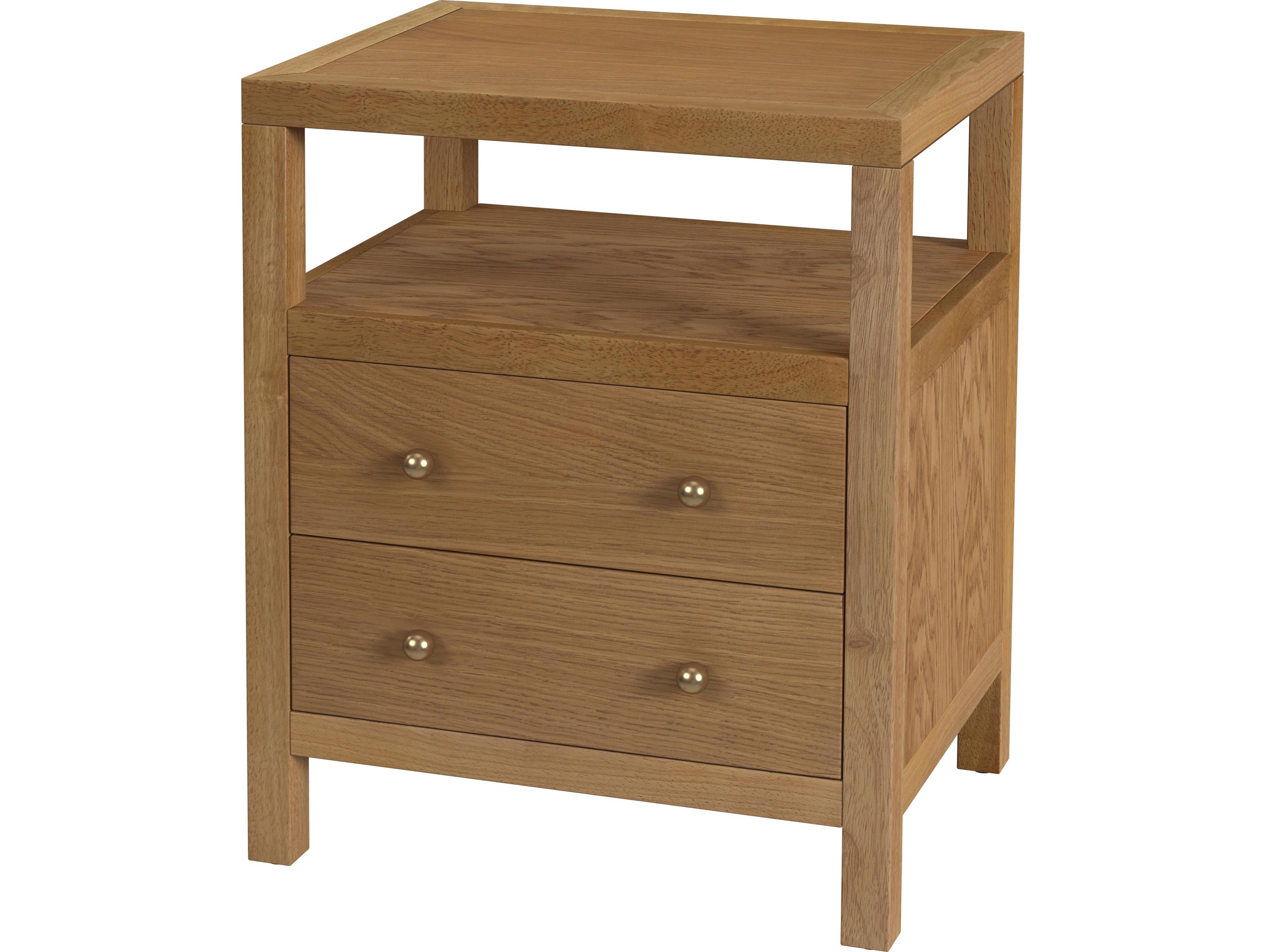 Nora 2-Drawers Oak Wood Nightstand