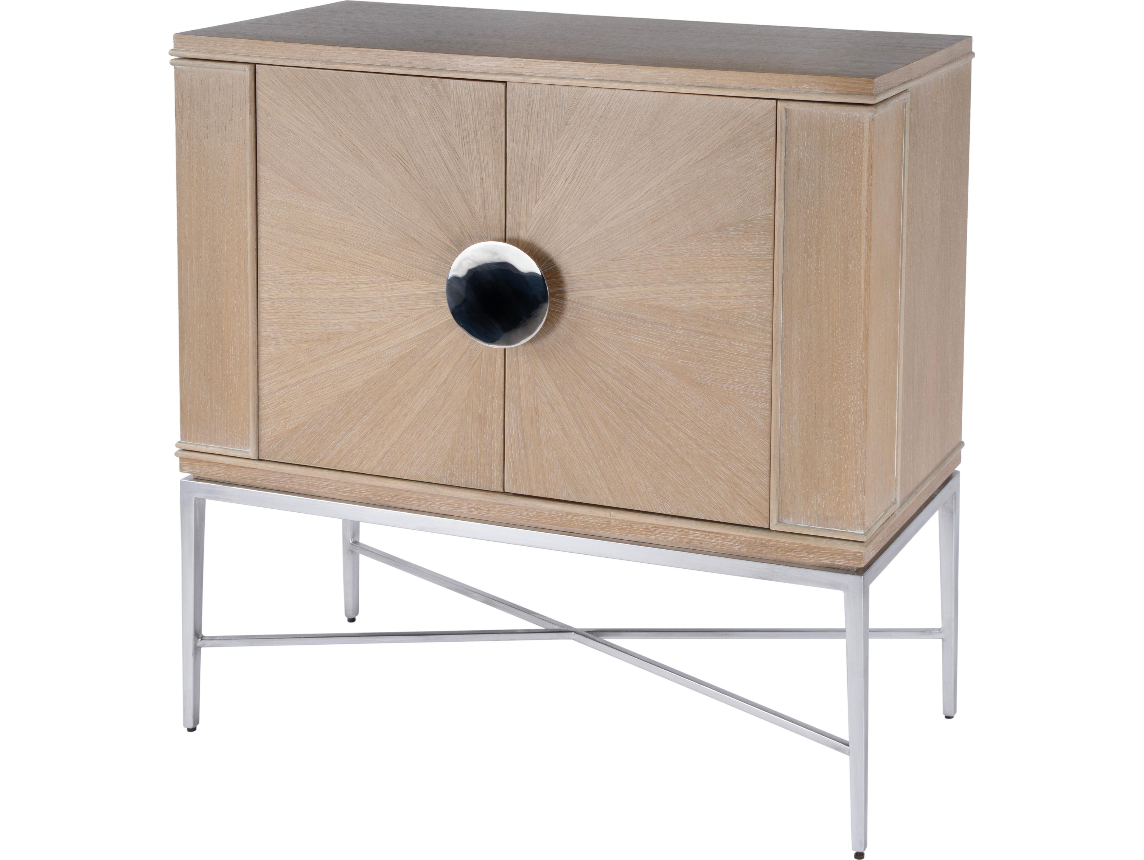 Butler Joanie Oak Wood Tan Beige Wine Cabinet