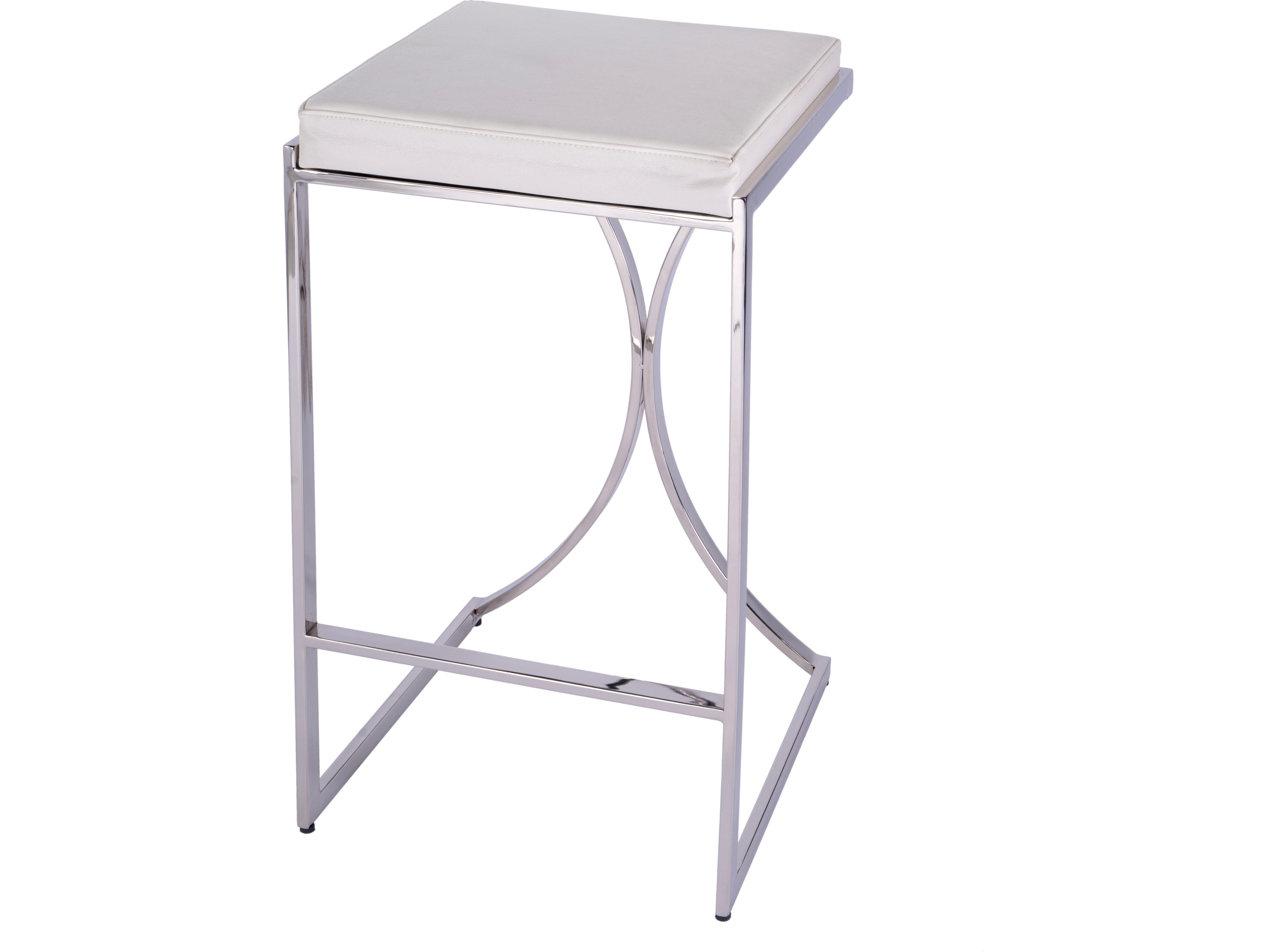 Butler Natalya Nickel Plated White Faux Leather Bar Stool