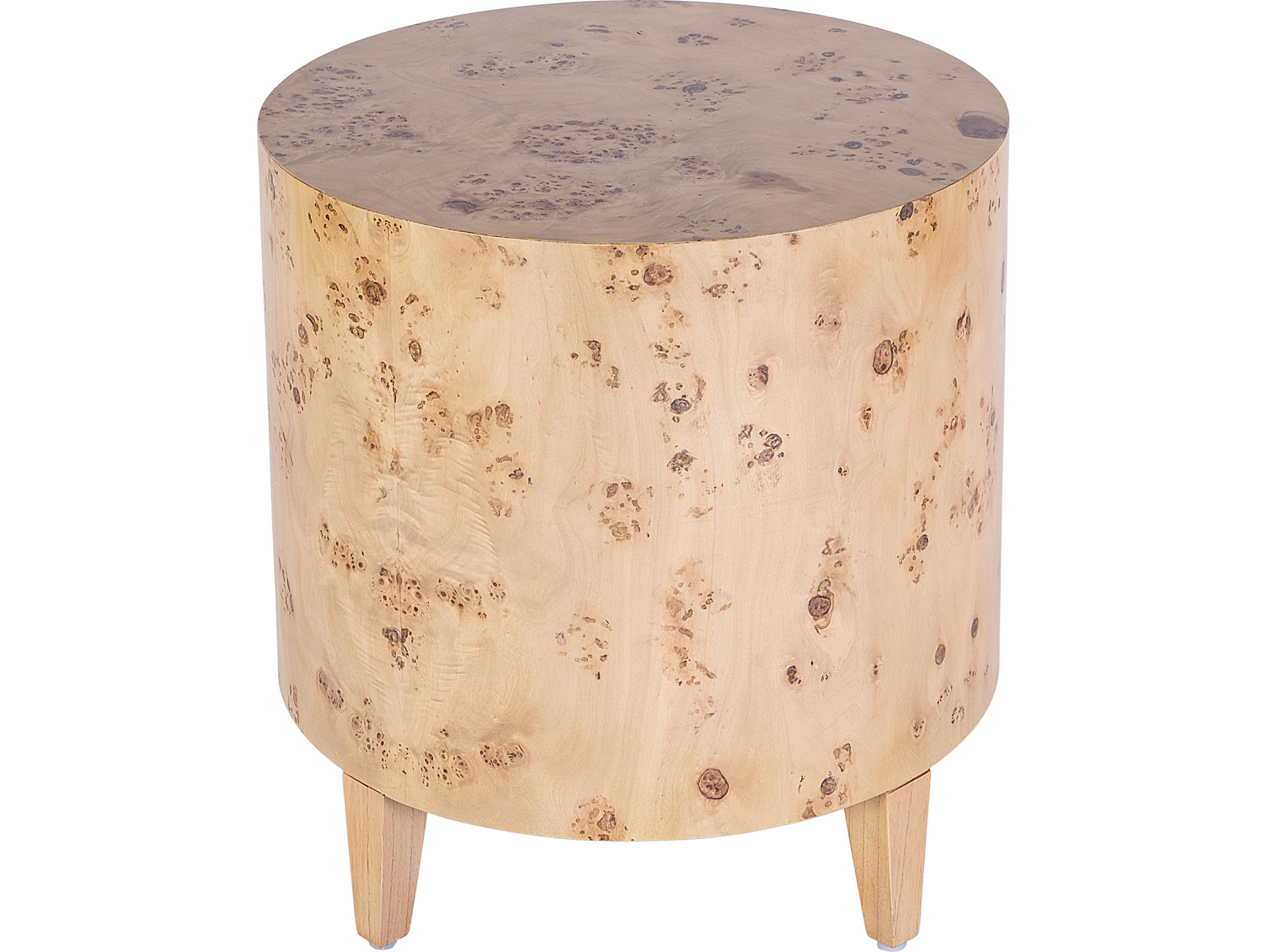 Butler Billie Round Wood Light Burl End Table