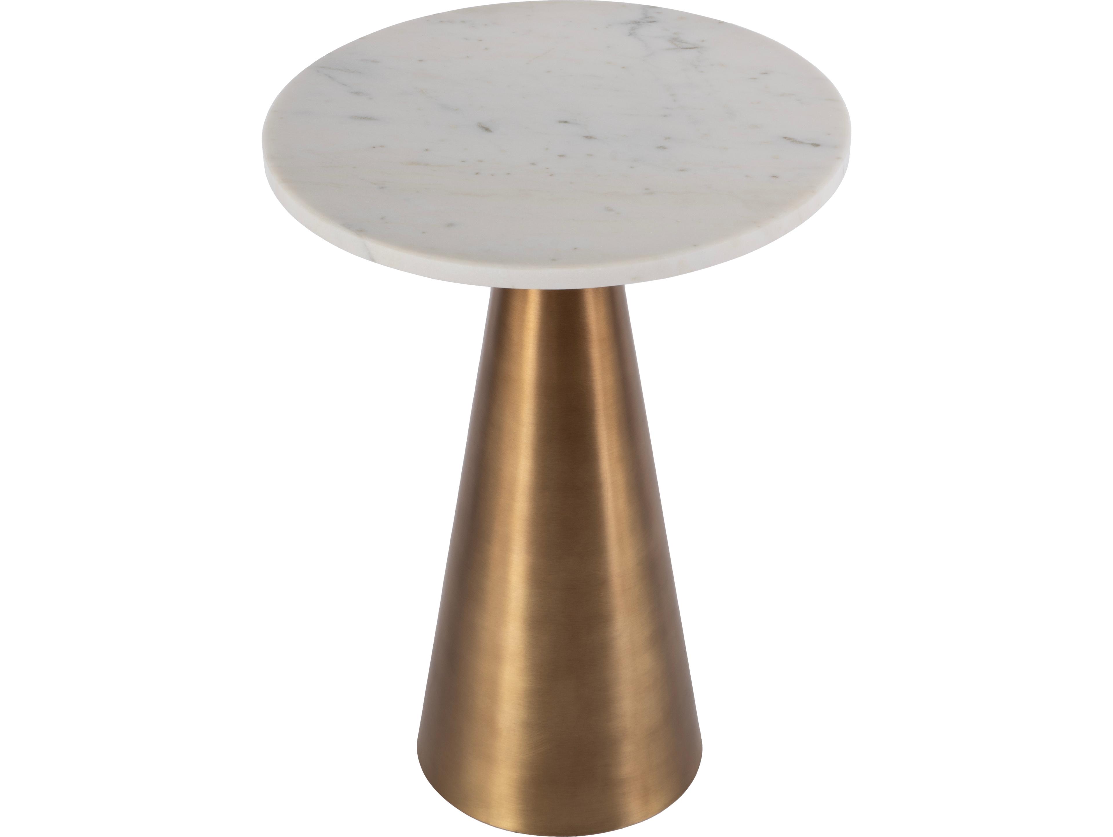 Butler Hallie Round Marble Antique Gold End Table