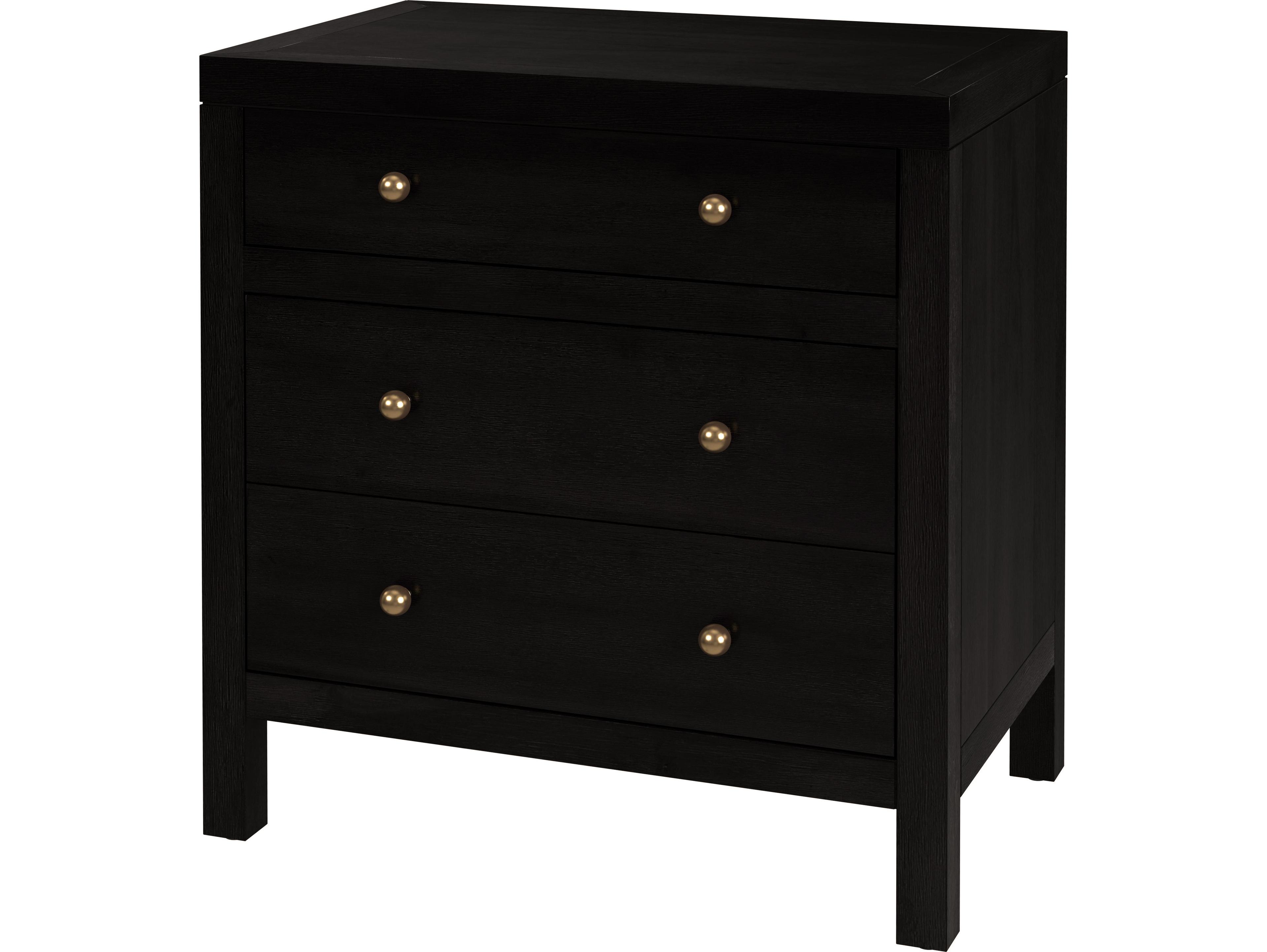 Butler Nora 3-Drawers Black Acacia Wood Nightstand