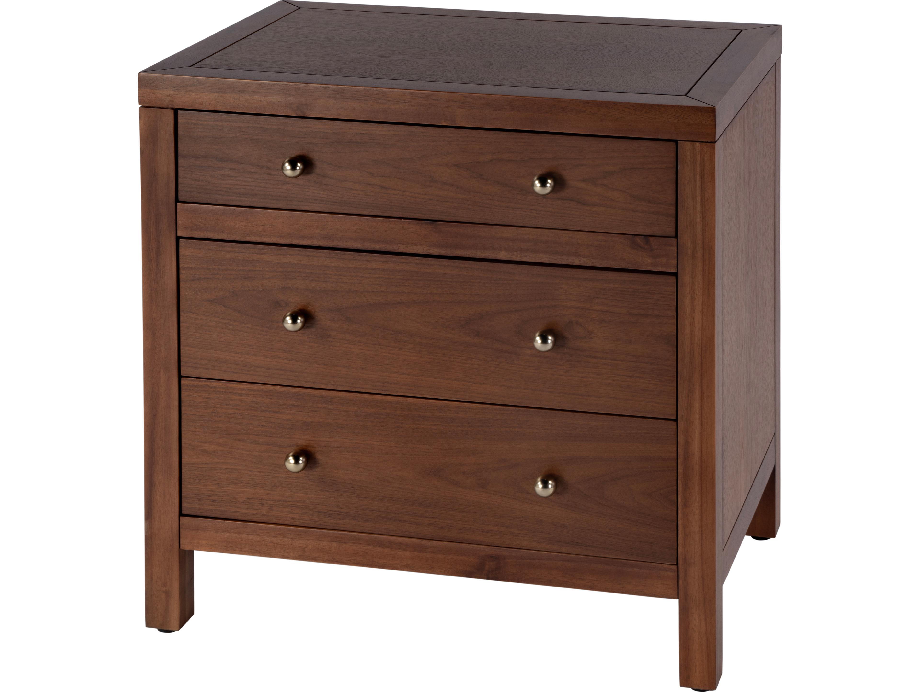 Butler Nora 3-Drawers Brown Acacia Wood Nightstand