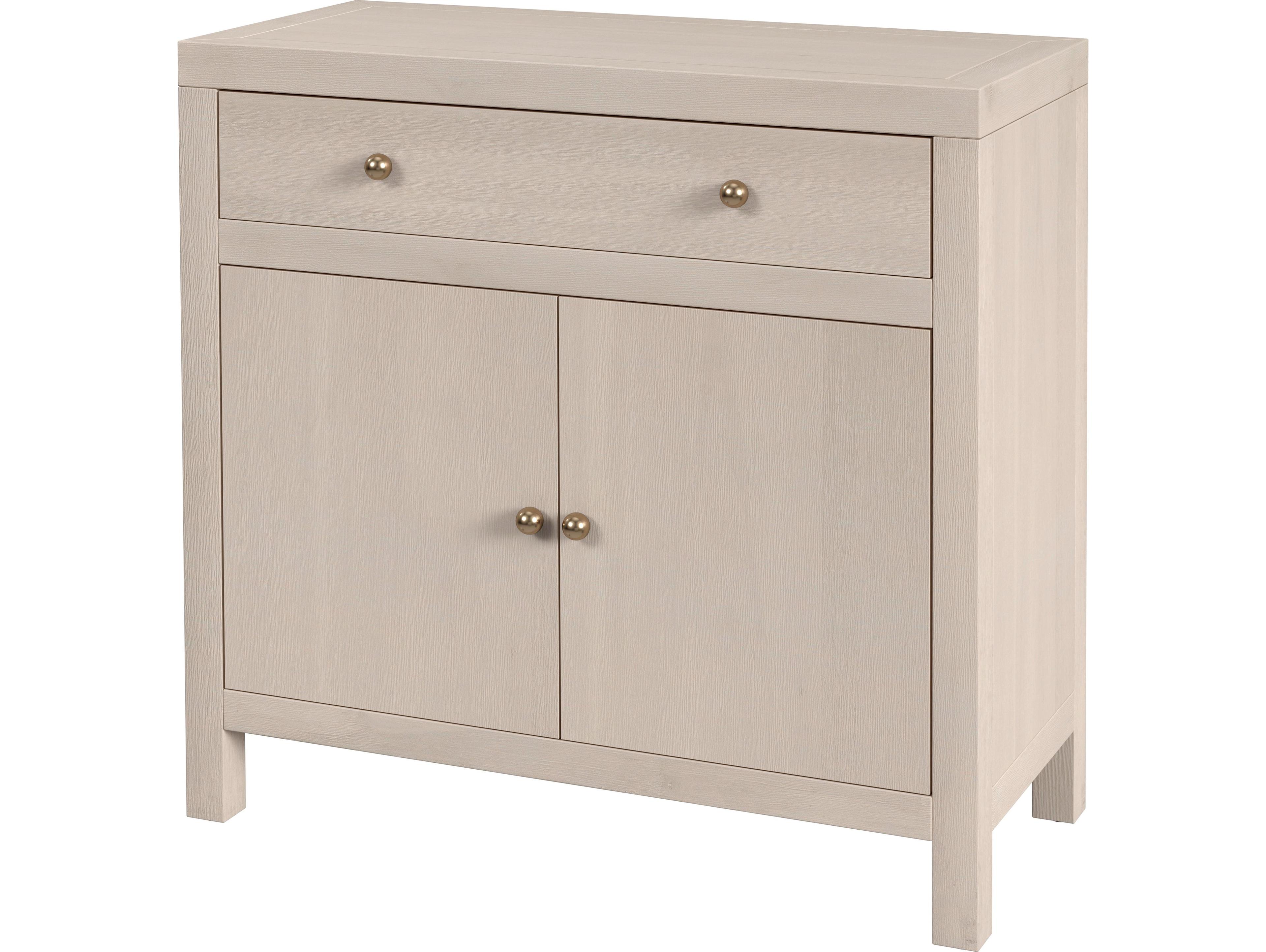 Butler Nora Antique Taupe Beige Acacia Wood Accent Cabinet