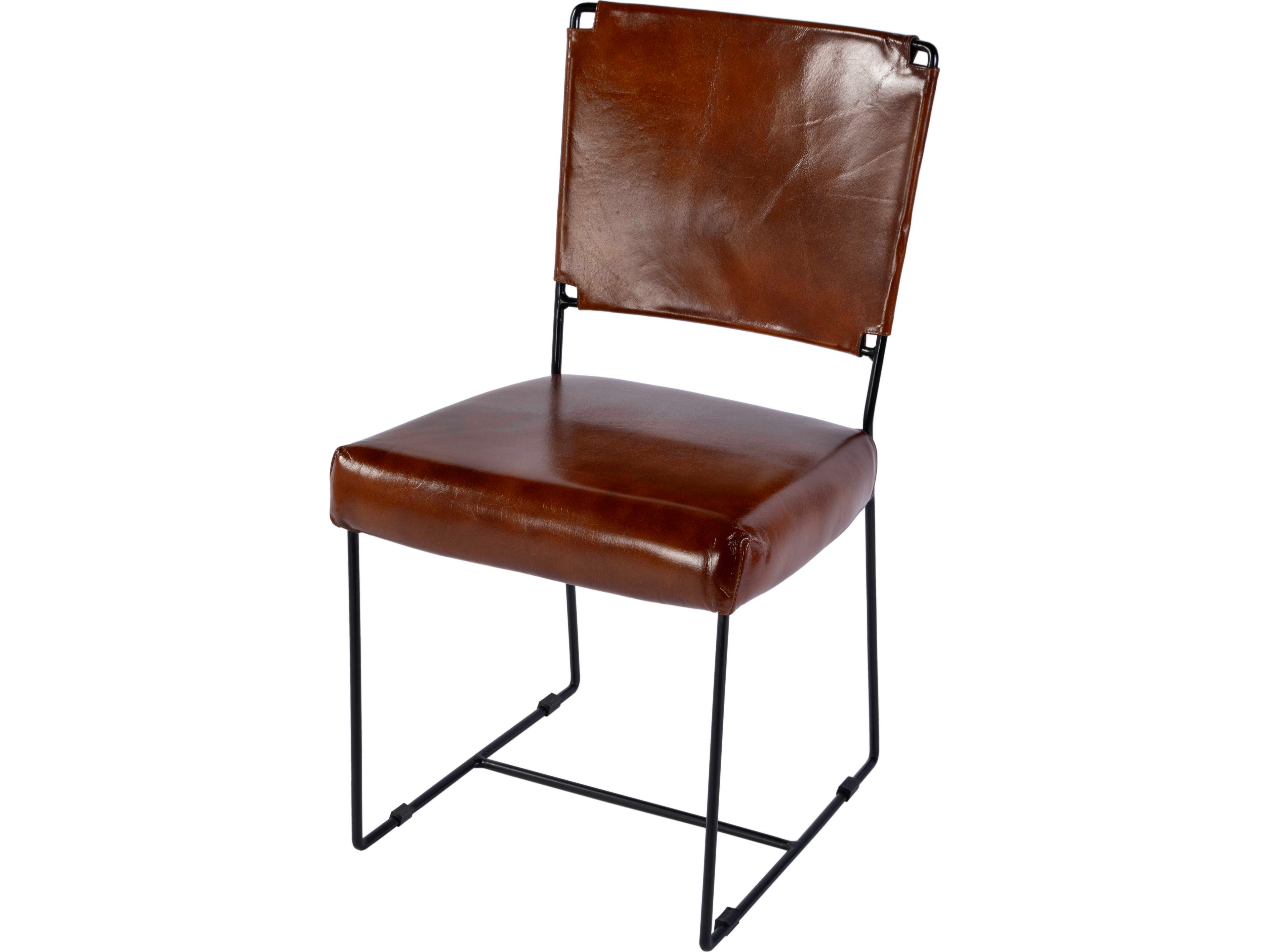 Butler Nevin Brown Leather Armless Dining Chair