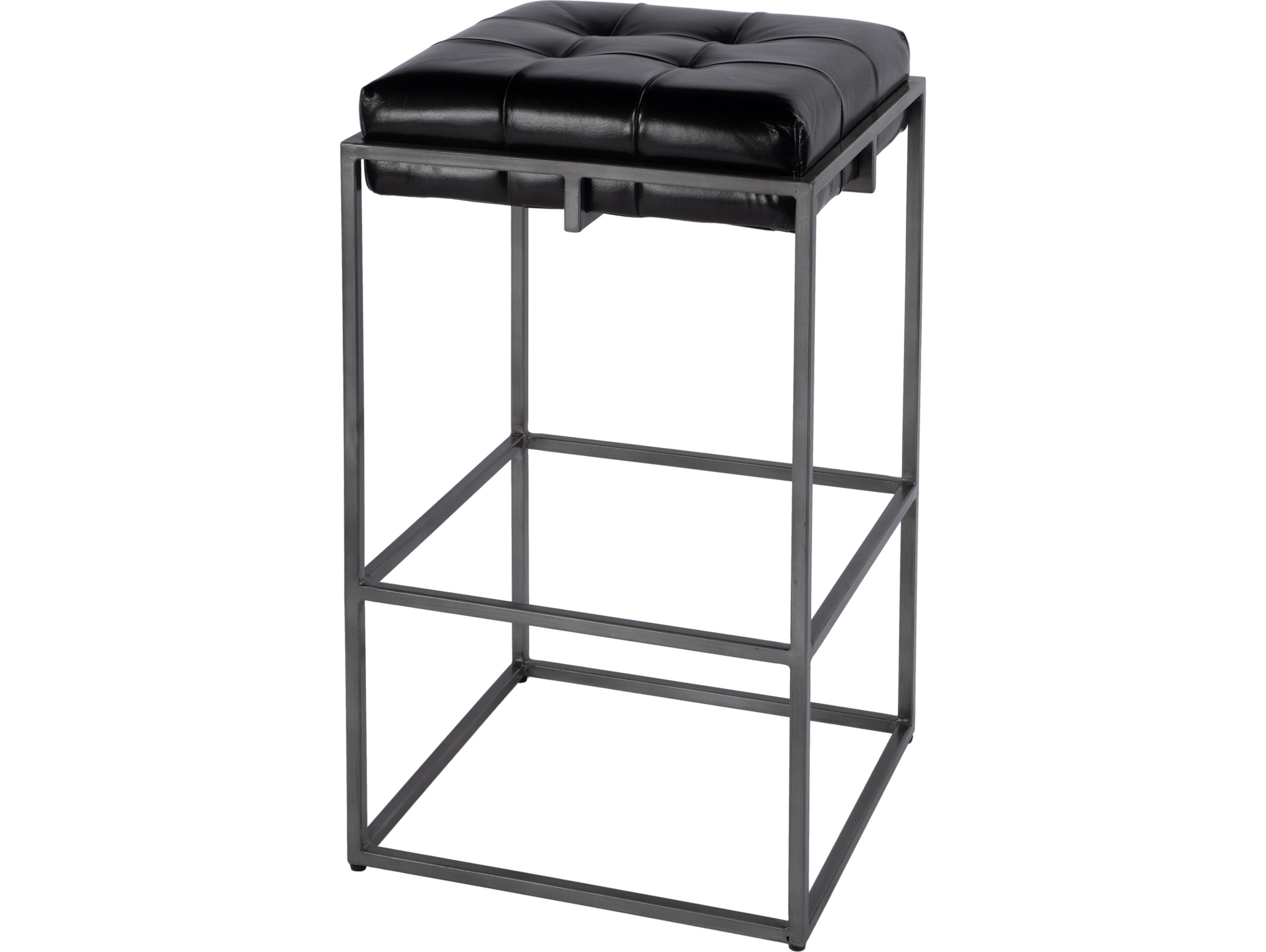 Butler Dudley Black Leather Bar Stool