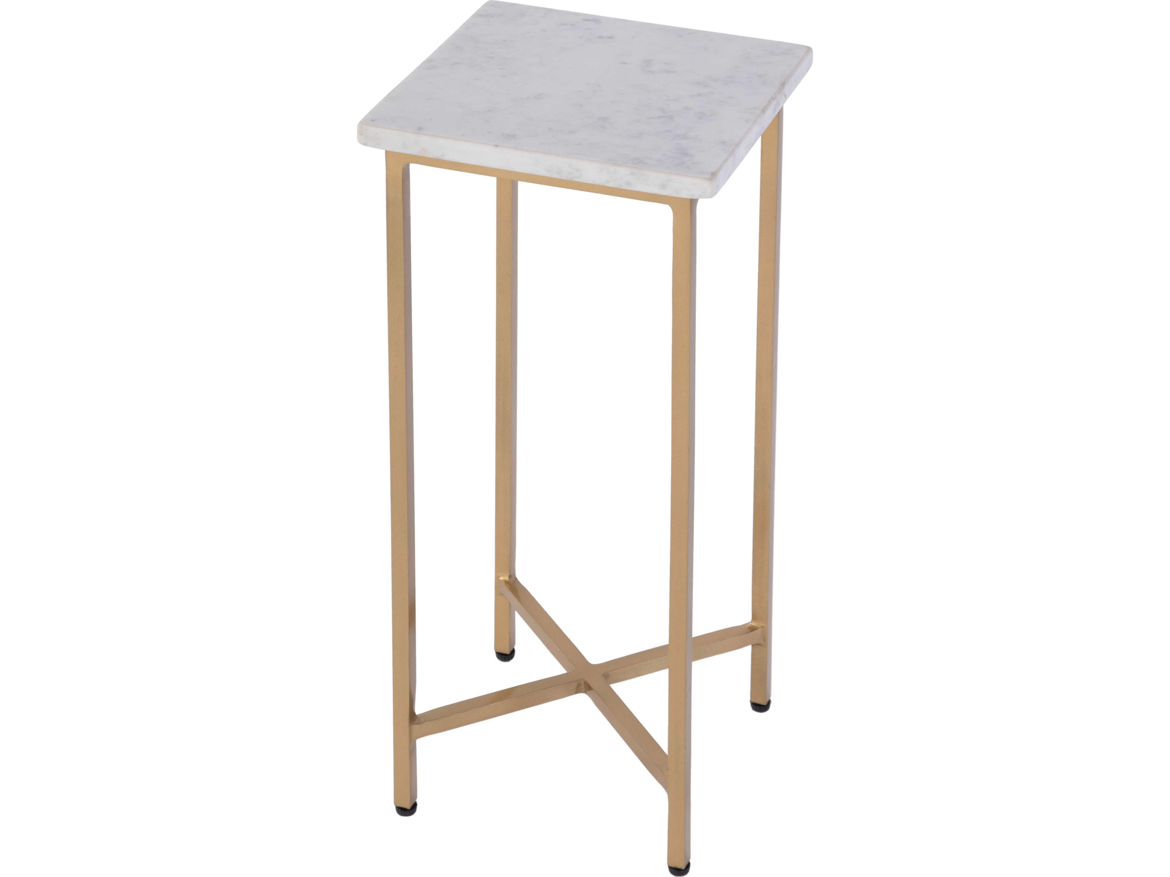 Butler Paulina Square Marble White Antique Gold End Table