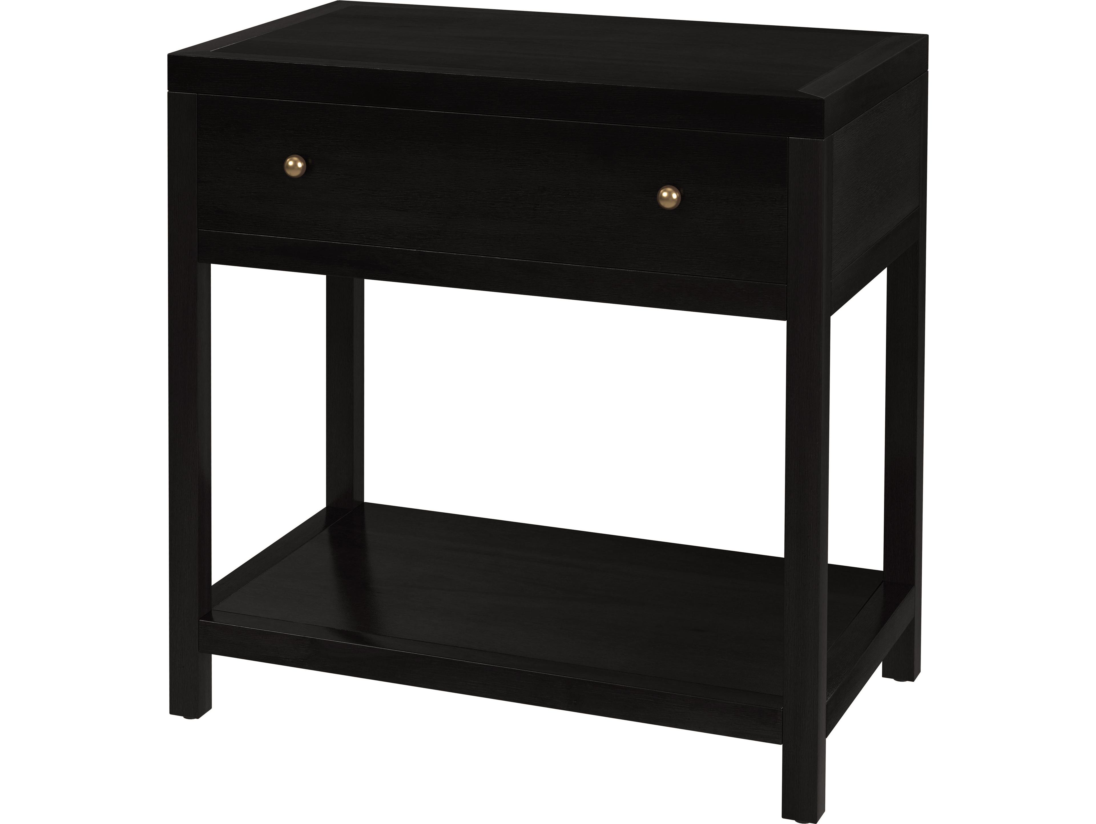 Butler Nora 1-Drawer Black Acacia Wood Nightstand