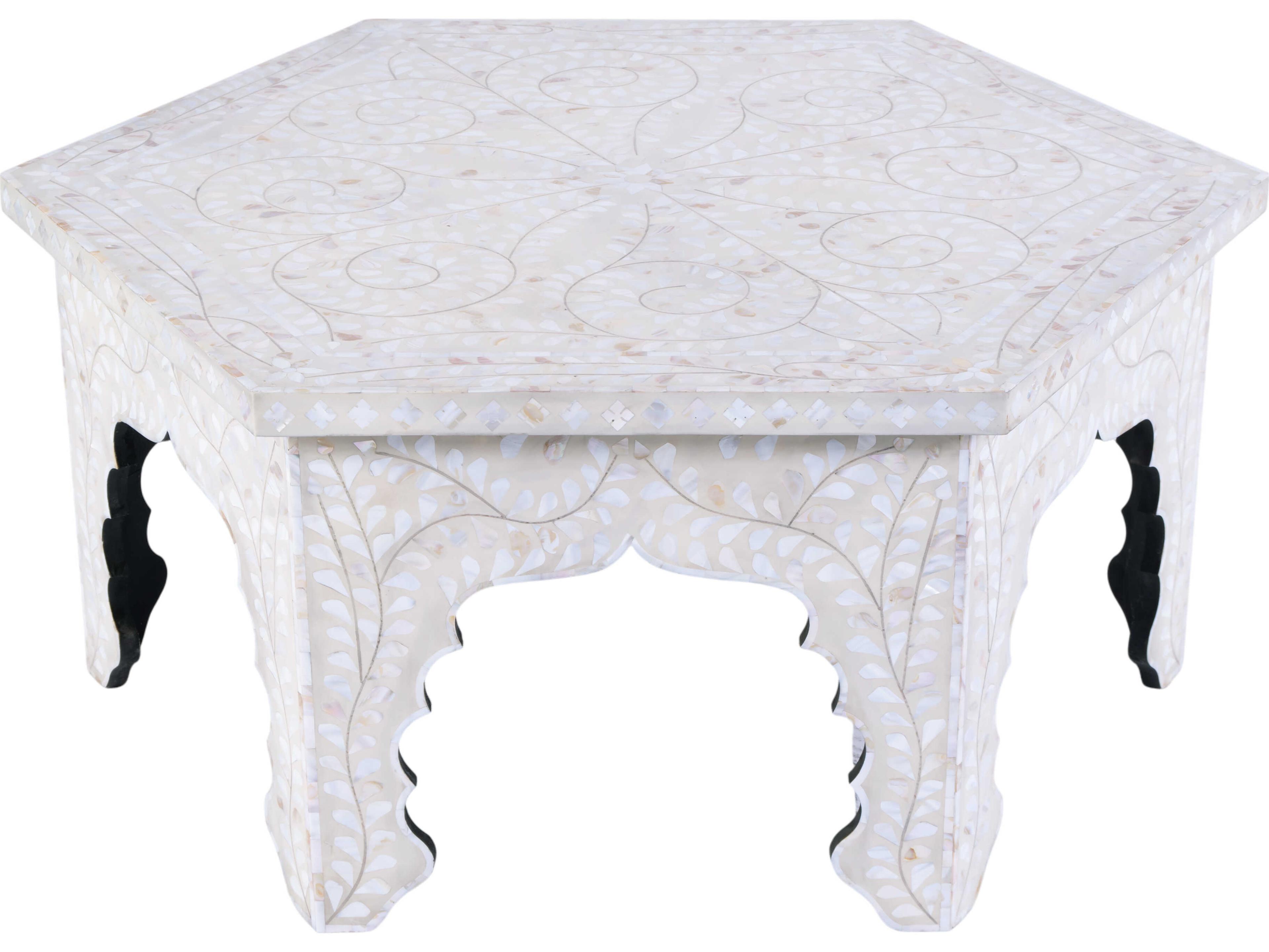 Butler Marjorie Hexagon Resin White Coffee Table