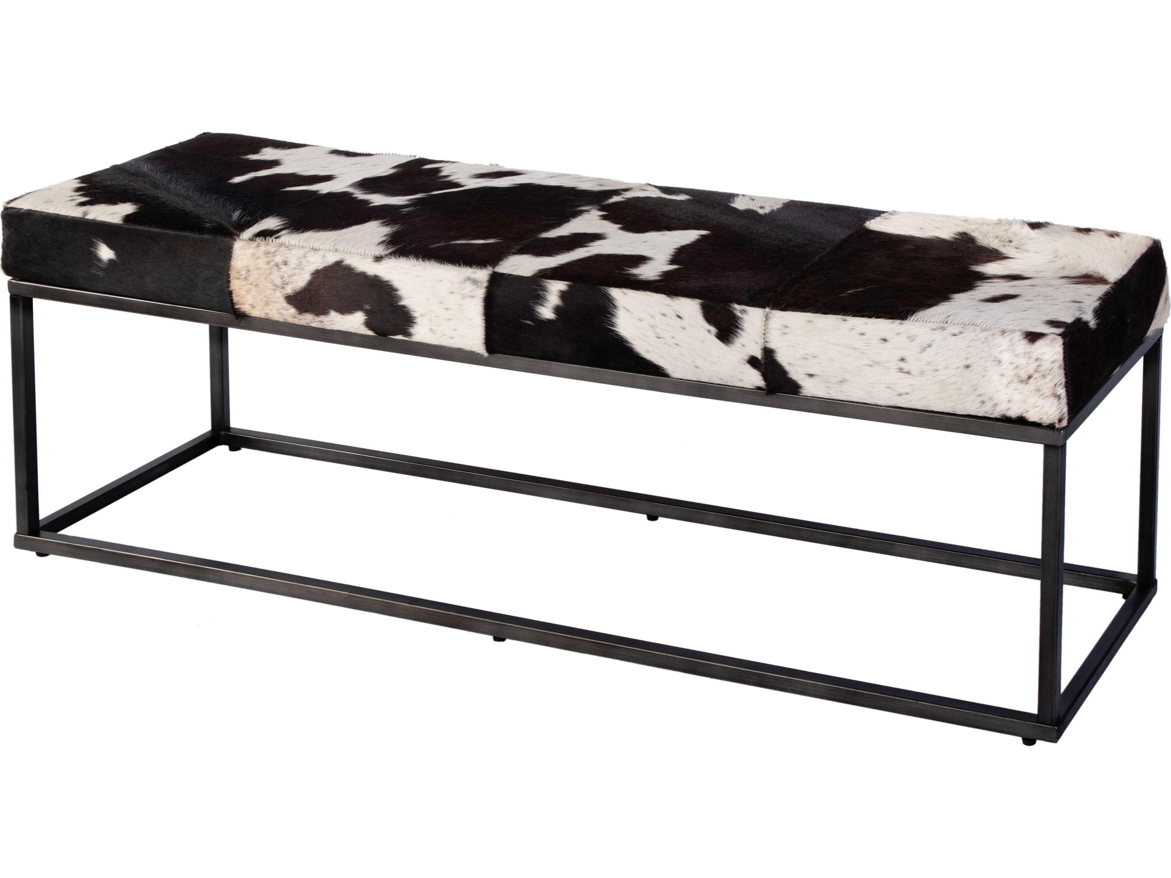 Butler Stinson Black White Leather Accent Bench