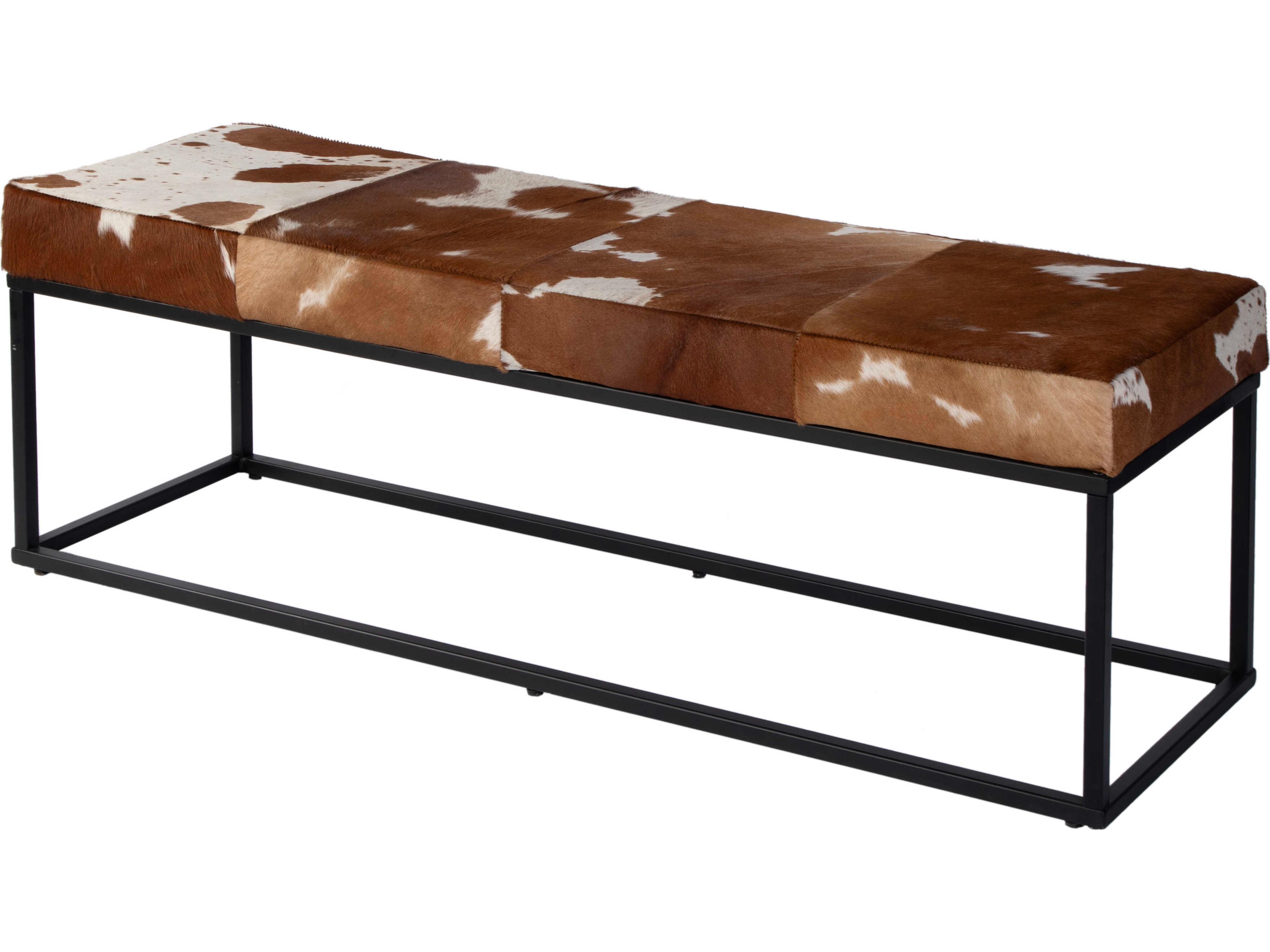 Butler Stinson White Black Brown Leather Accent Bench