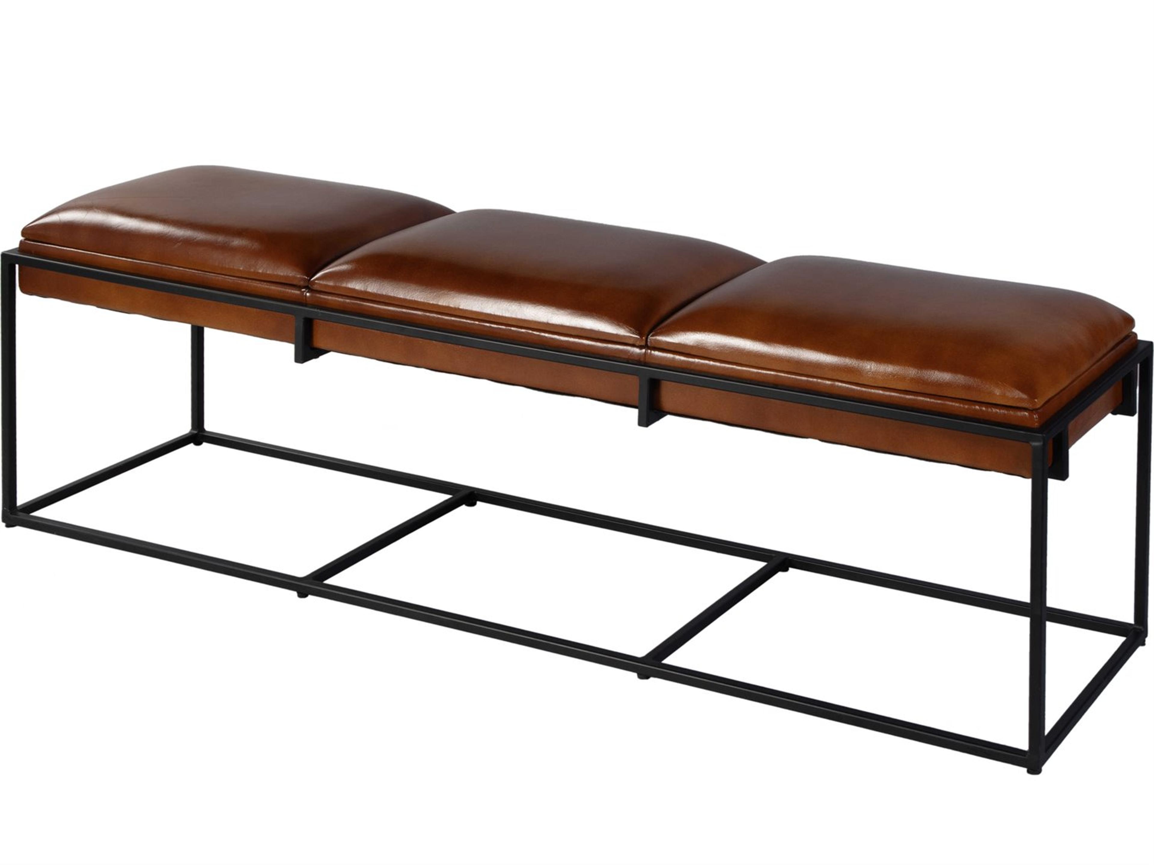 Butler Kane Brown Black Leather Accent Bench