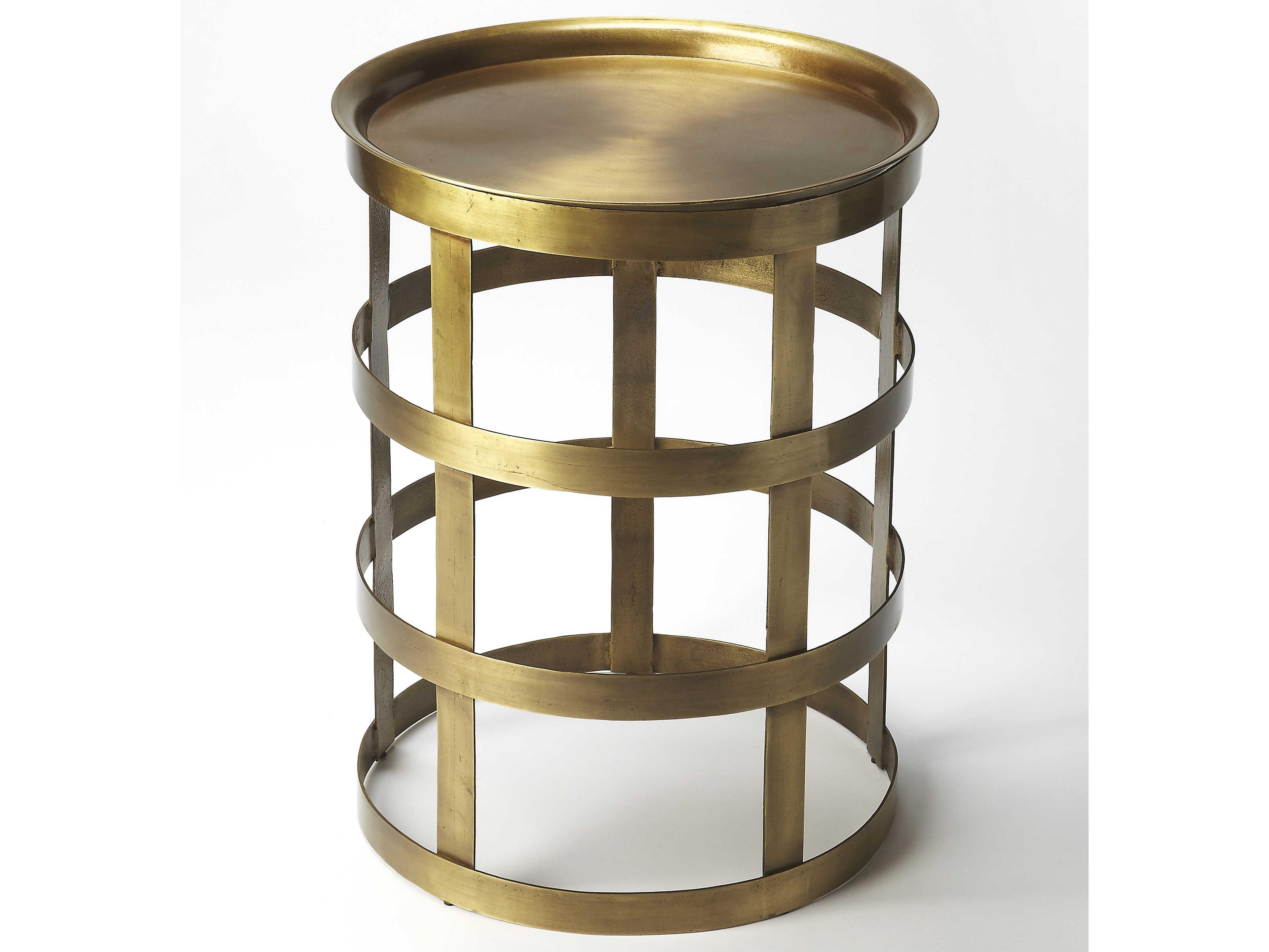 Butler Regis Round Metal Industrial Chic End Table