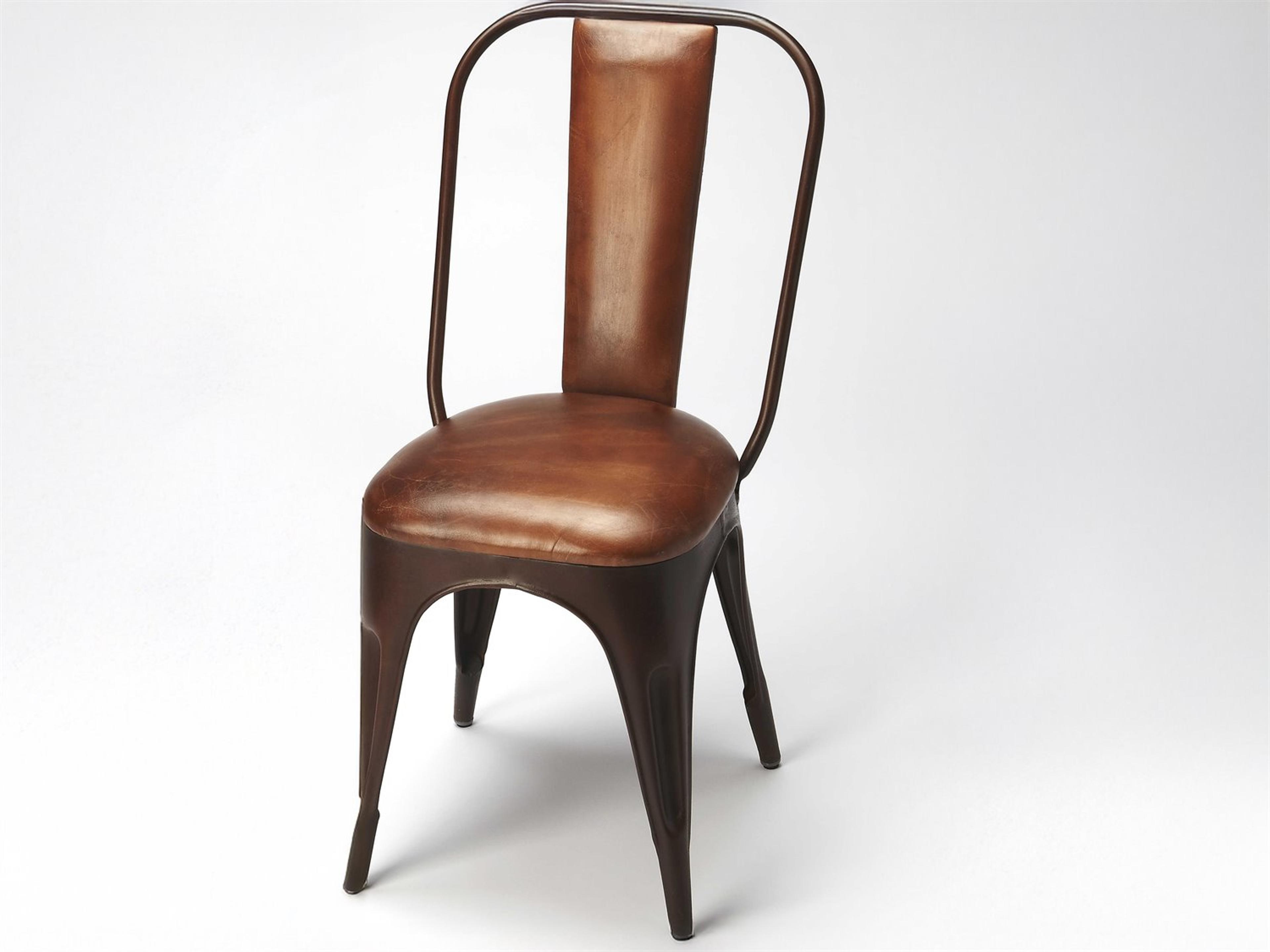 Butler Riggins Brown Leather Armless Dining Chair