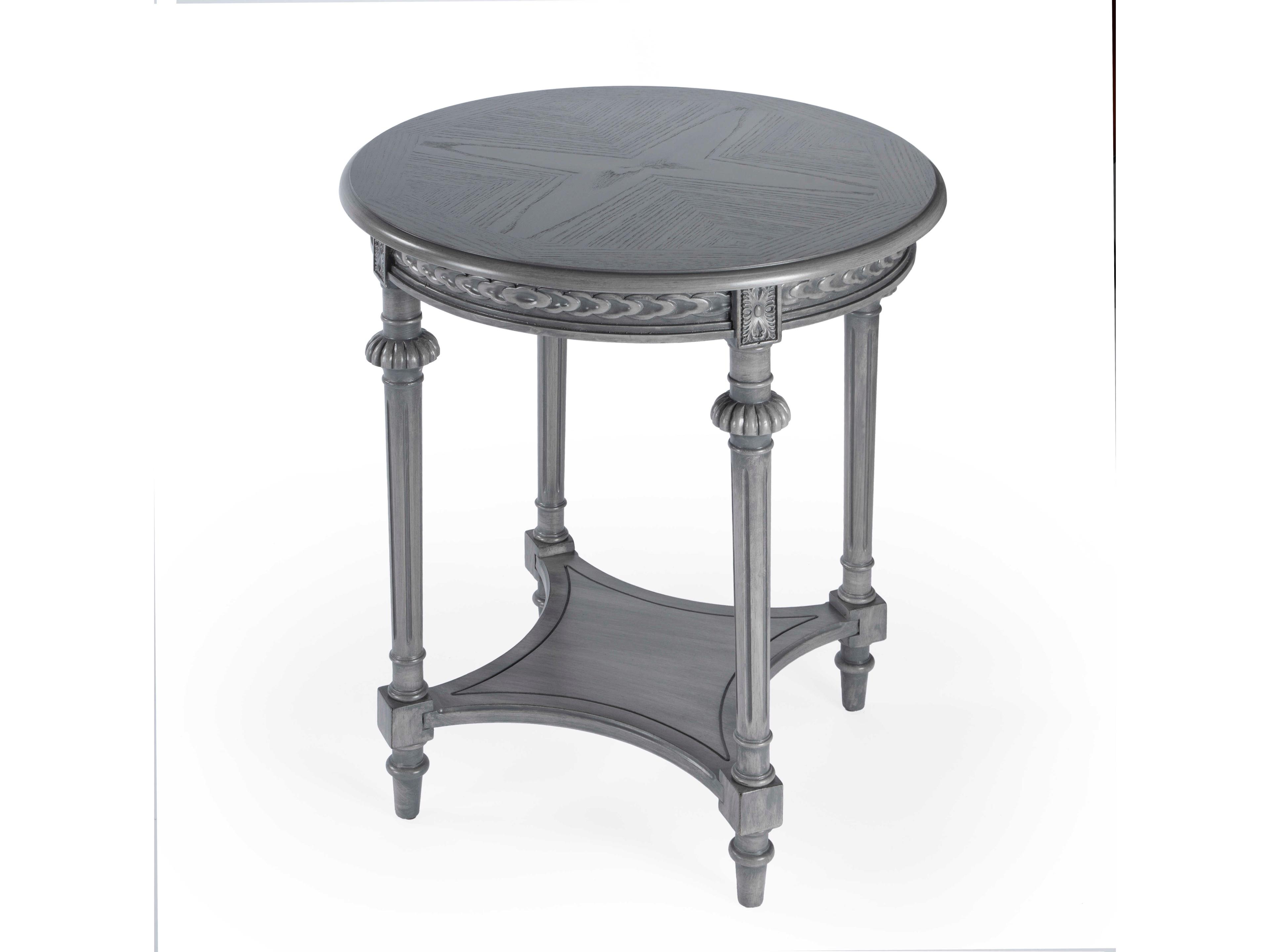Butler Hellinger Round Wood Gray End Table
