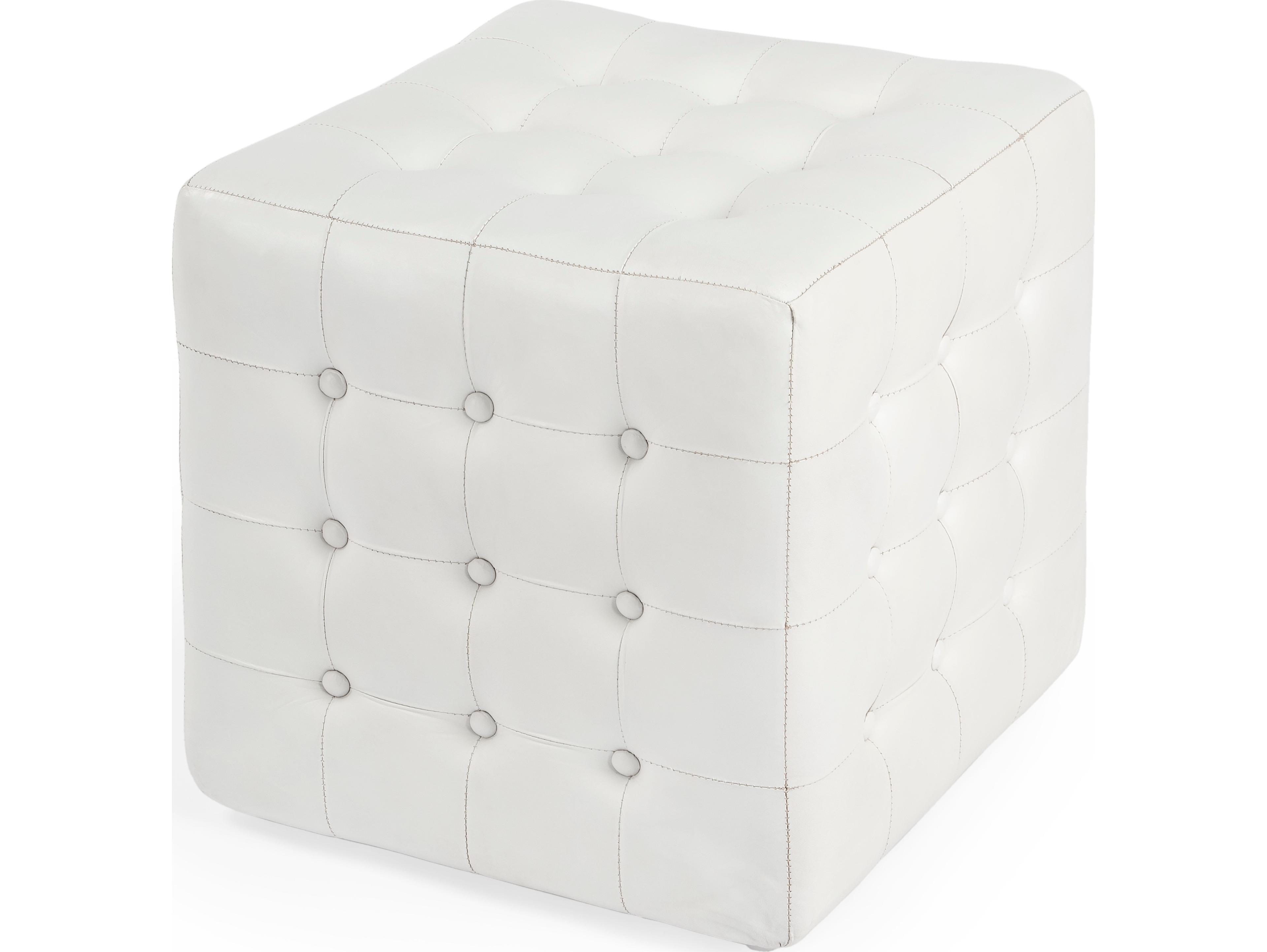 Butler Leon White Leather Ottoman
