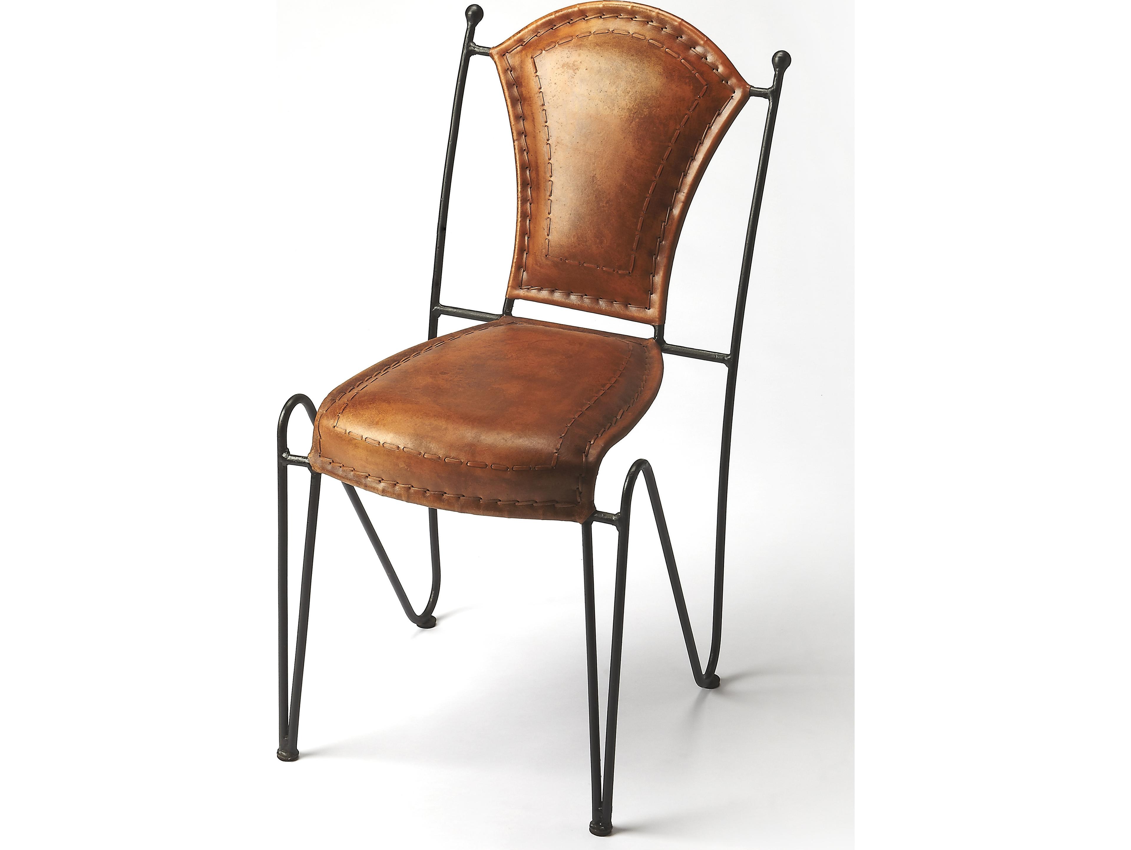 Butler Coriander Brown Leather Armless Dining Chair