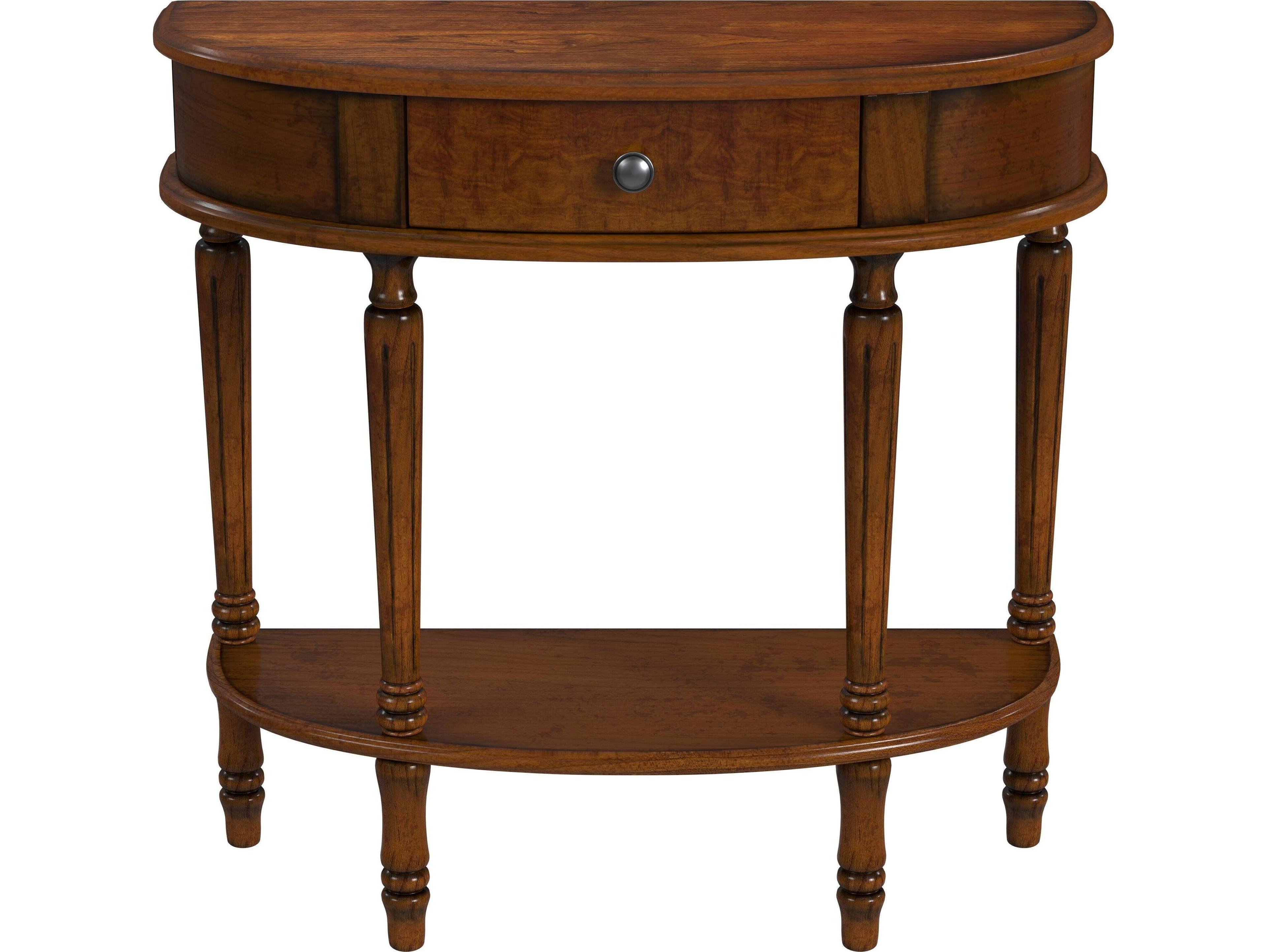 Butler Mozart Demilune Wood Antique Cherry Console Table