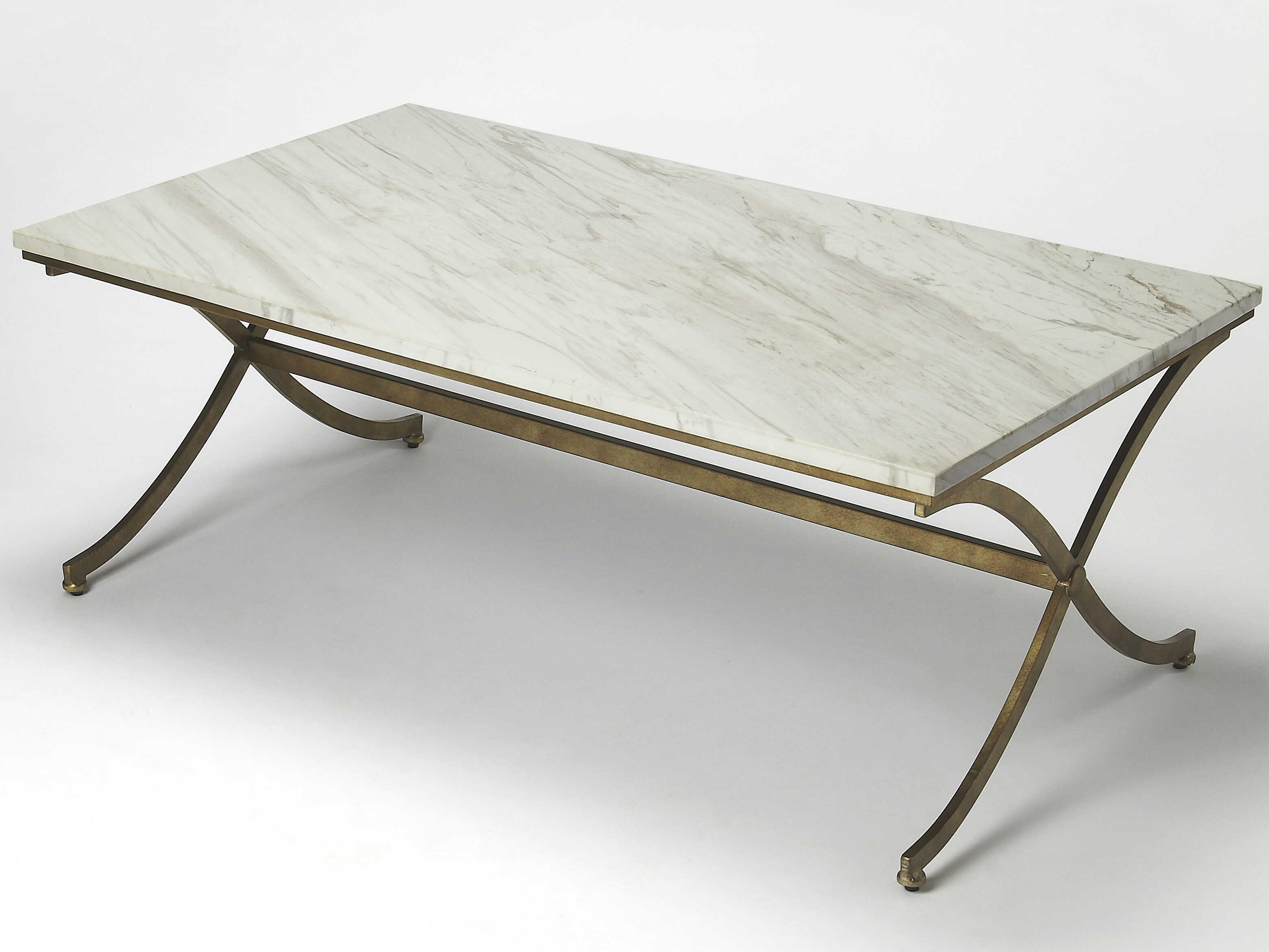 Butler Pamina Rectangular Marble Antique Gold Coffee Table