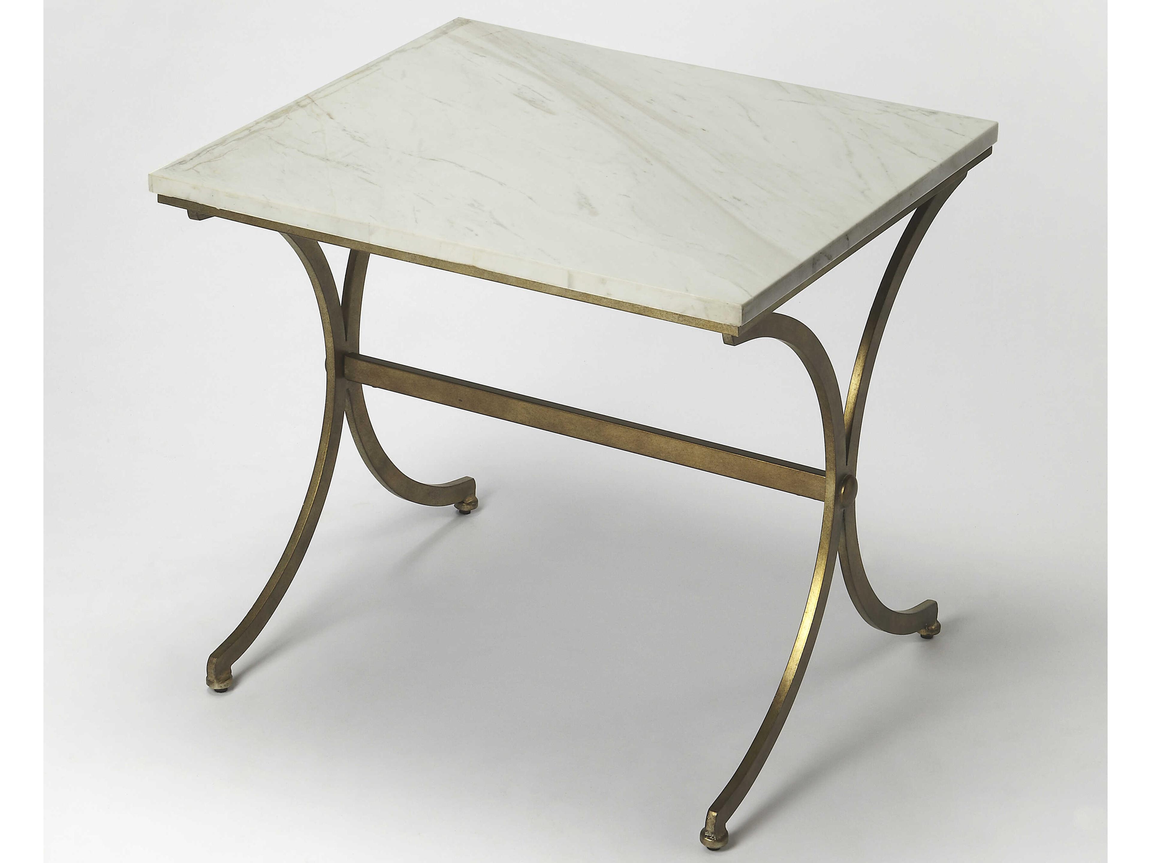 Butler Pamina Rectangular Marble Antique Gold End Table