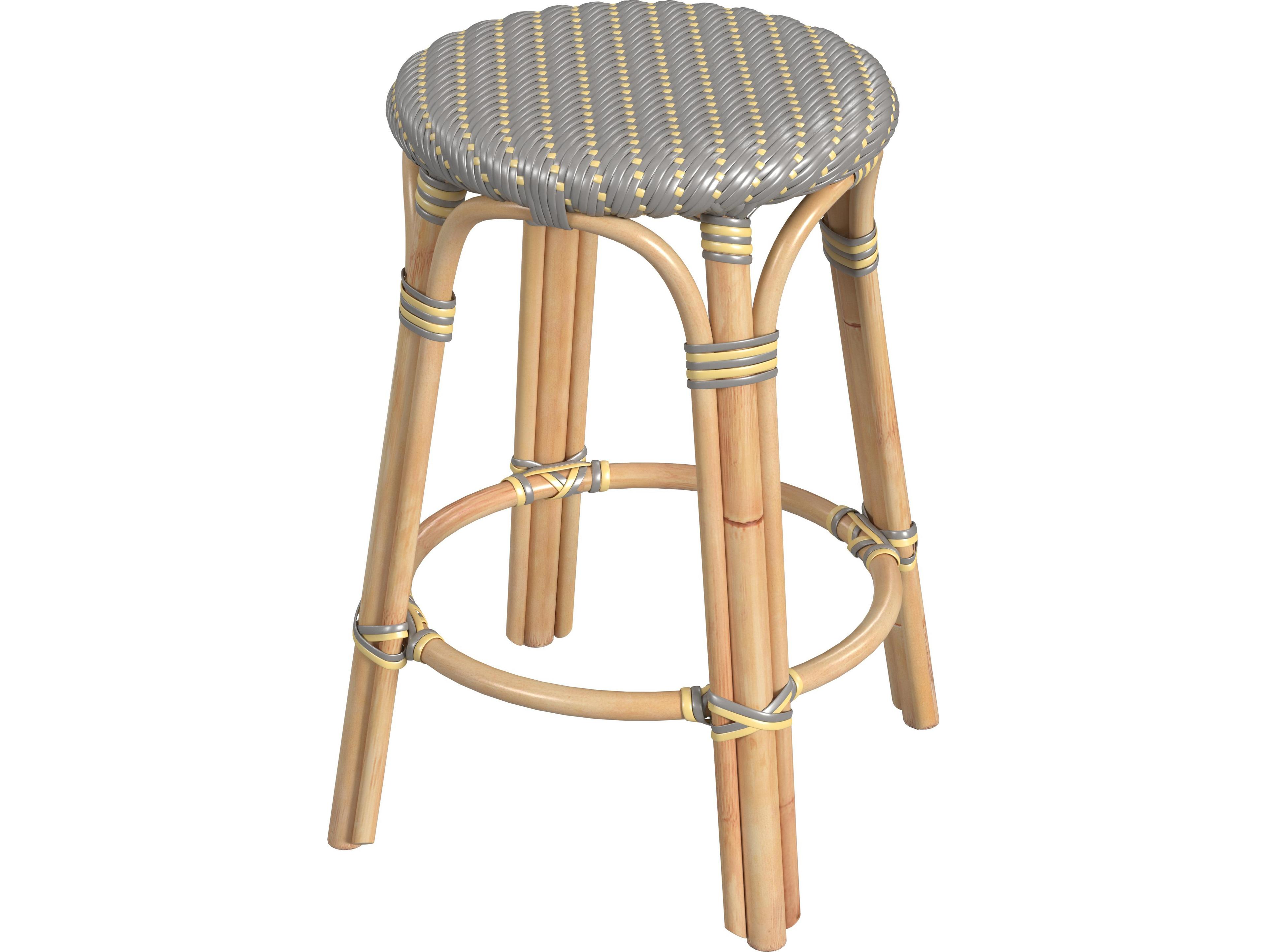 Butler Tobias Gray Yellow Rattan Counter Stool