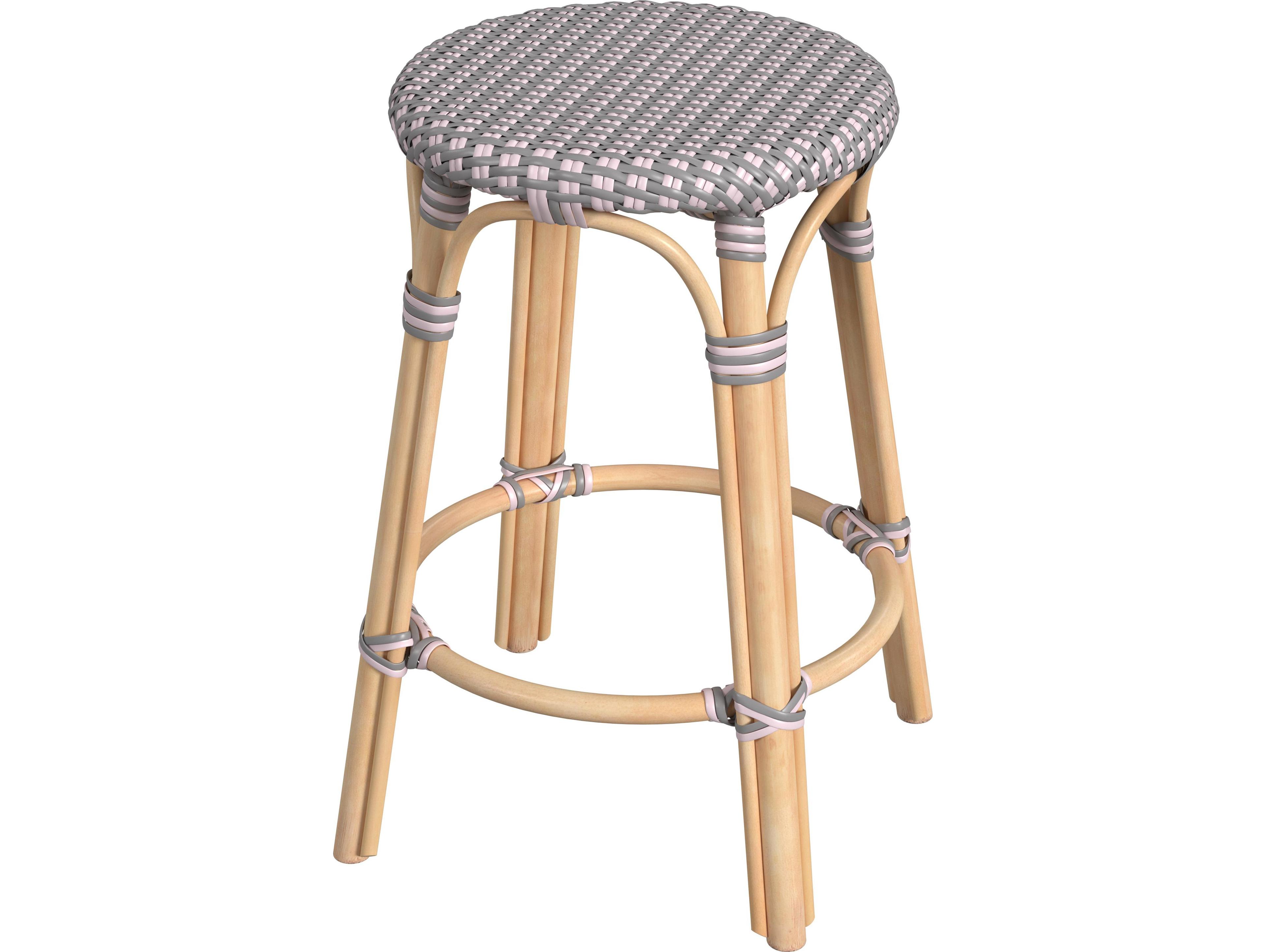 Butler Tobias Gray Pink Rattan Counter Stool