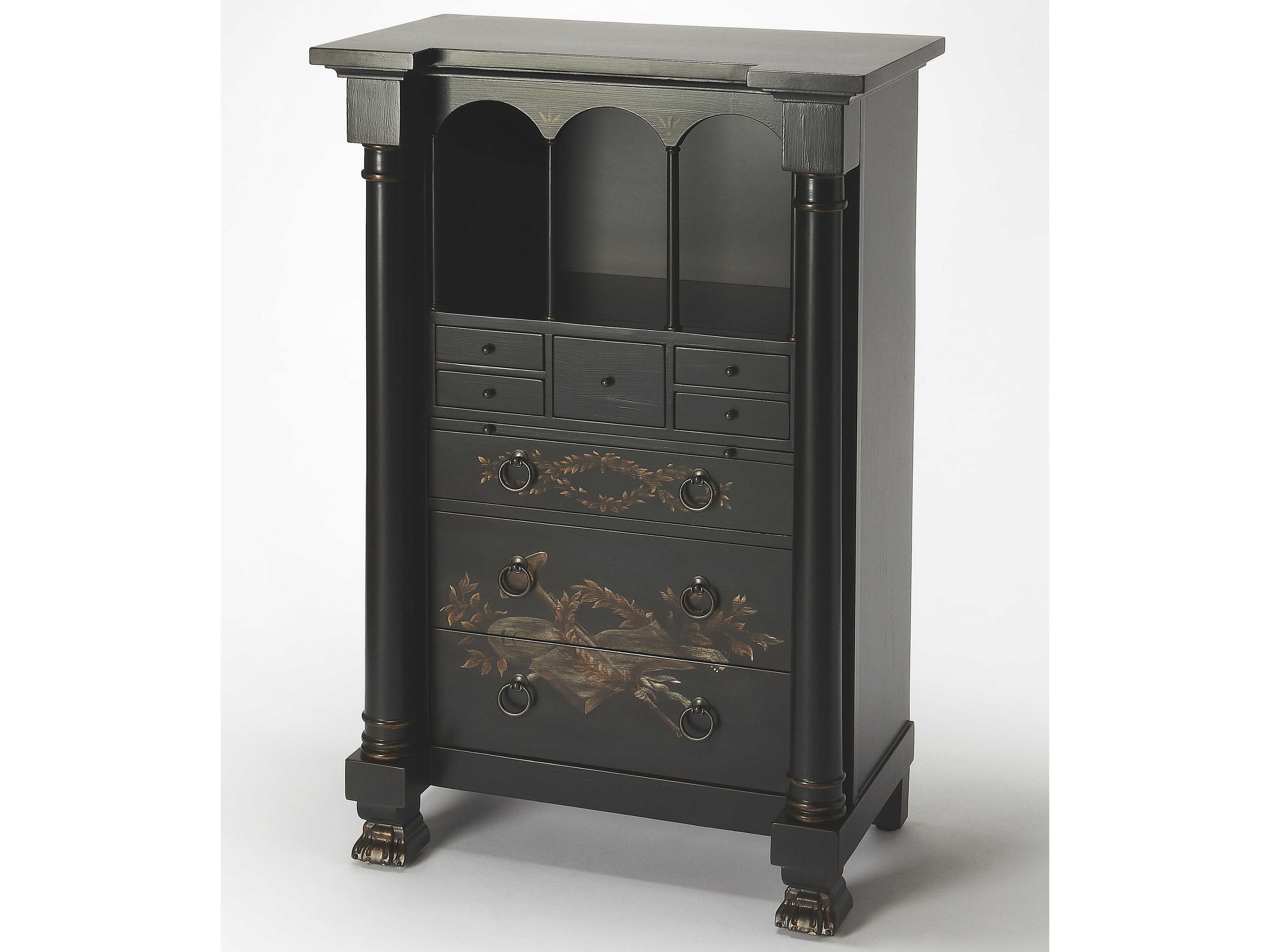 Butler Castle Contessa Black Poplar Wood Secretary Desk