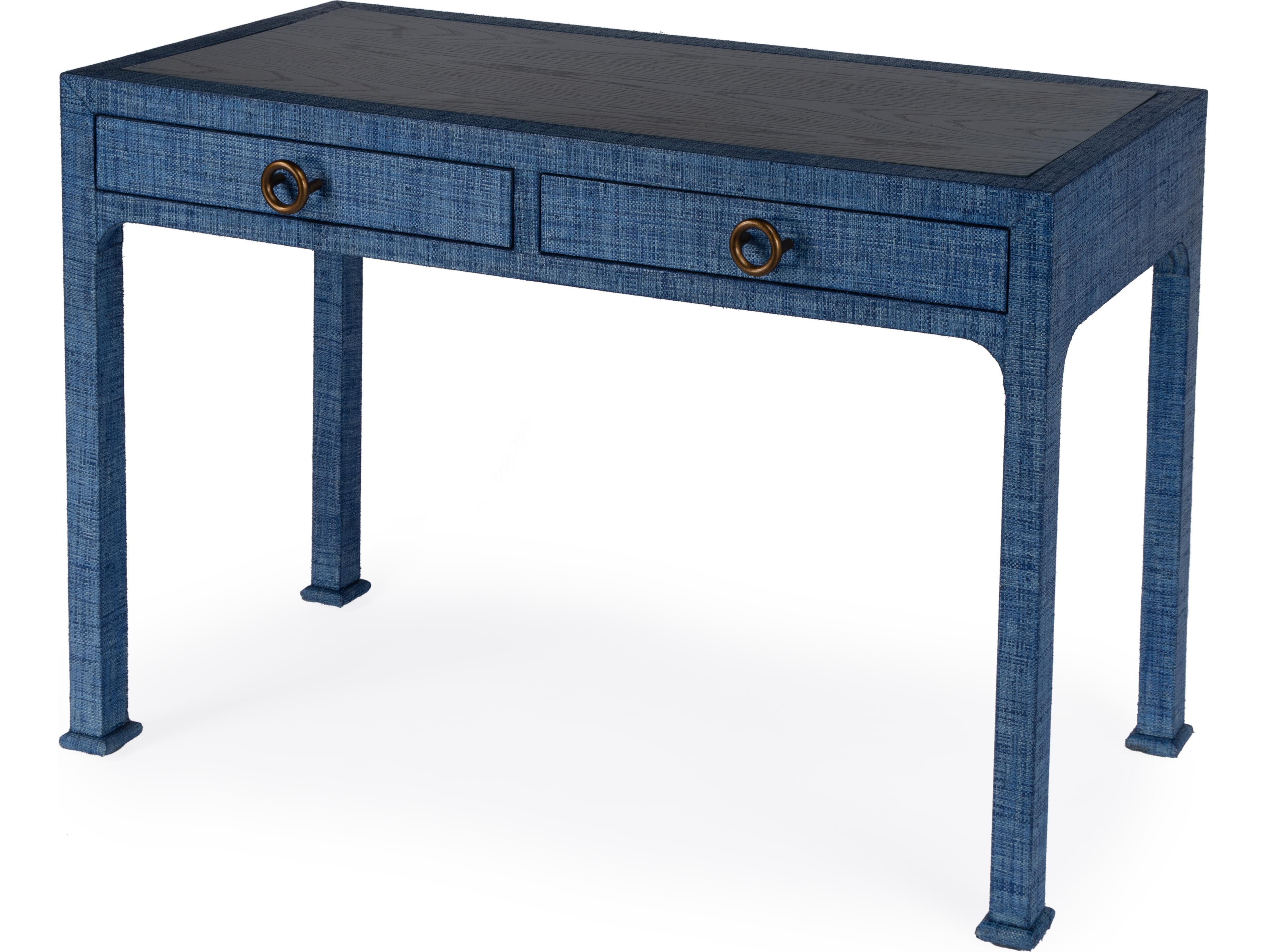 Butler Chatham Blue Raffia Solid Wood Writing Desk