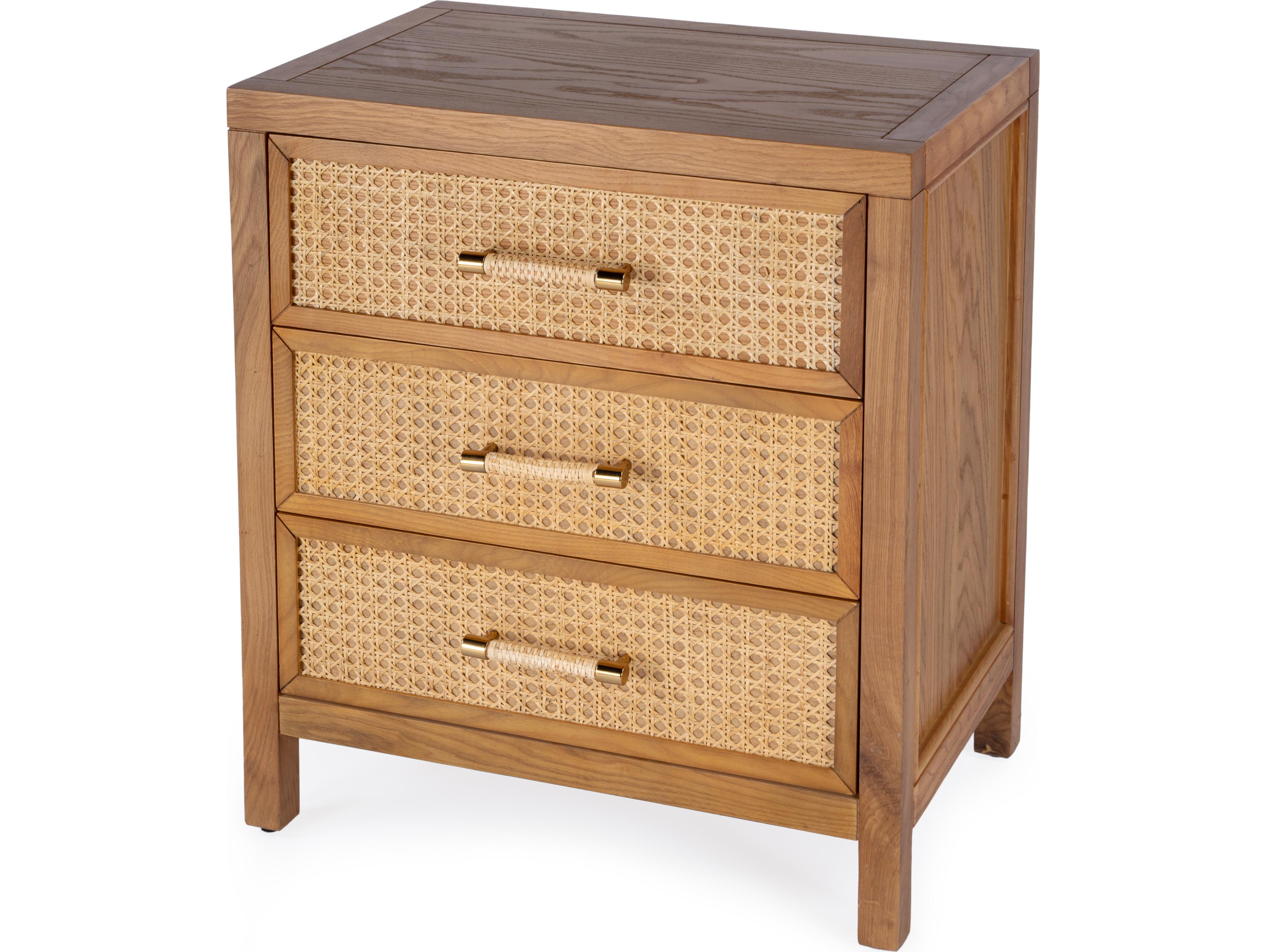 Butler Mesa 3-Drawers Oak Wood Nightstand