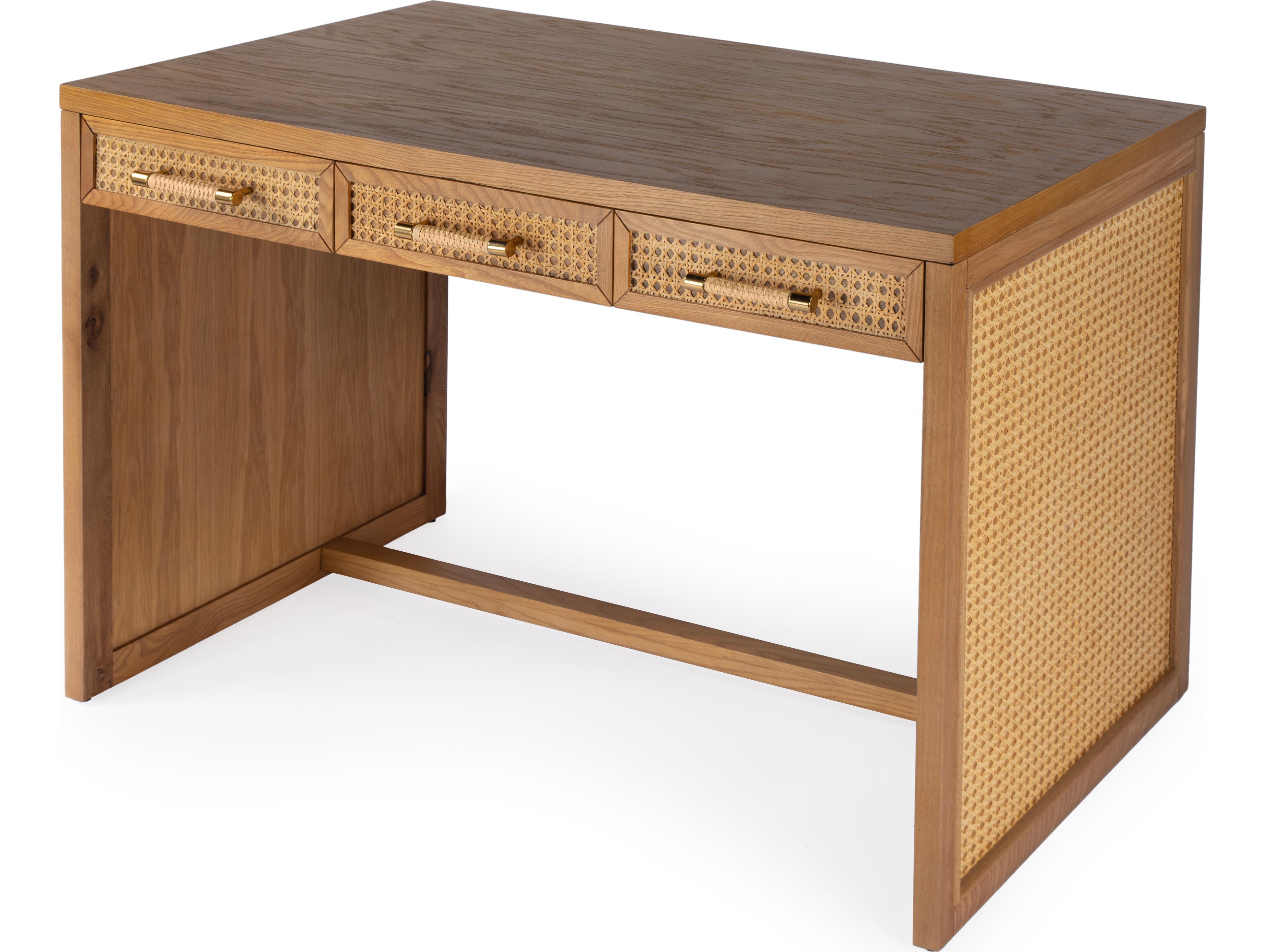 Butler Mesa Natural & Cane Oak Wood Writing Desk