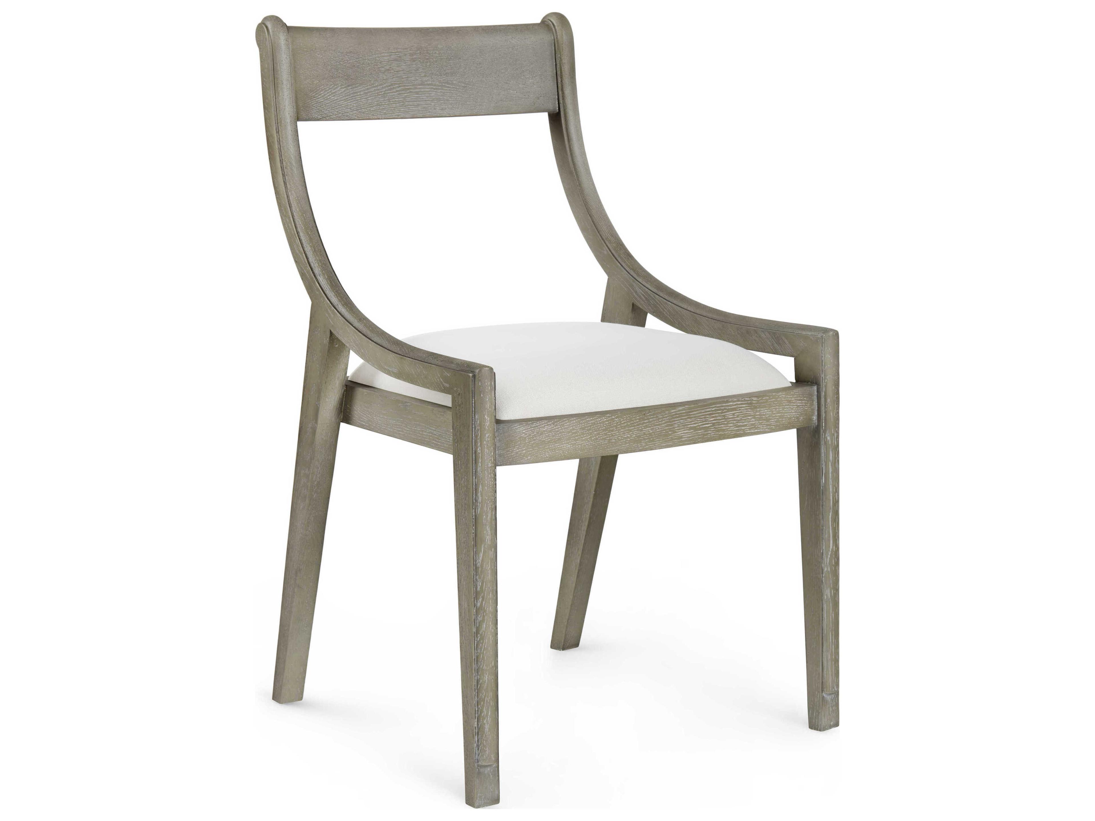 Villa & House Oak Wood Gray Upholstered Arm Dining Chair