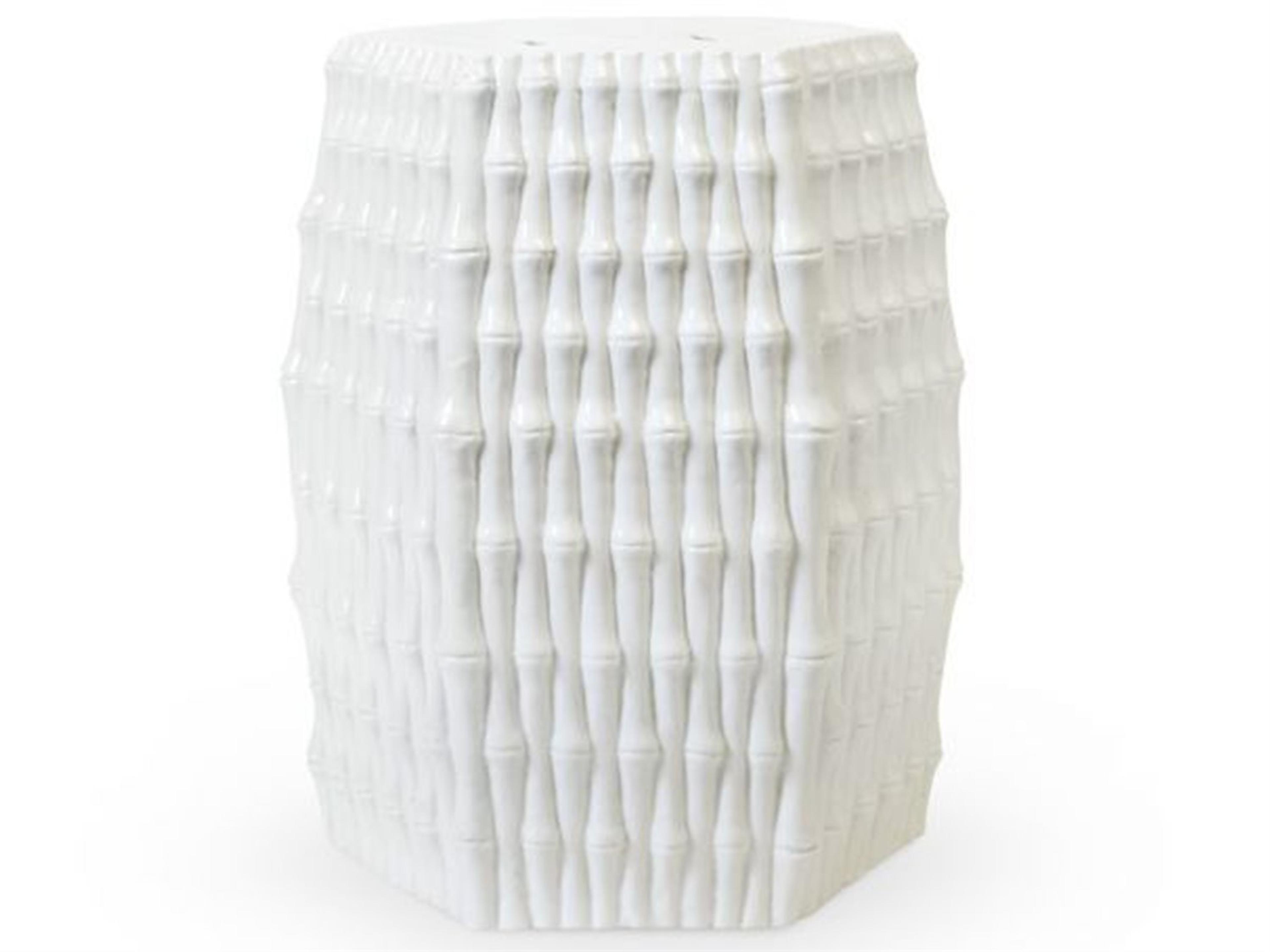 Villa & House Hexagon Porcelain Cool White End Table